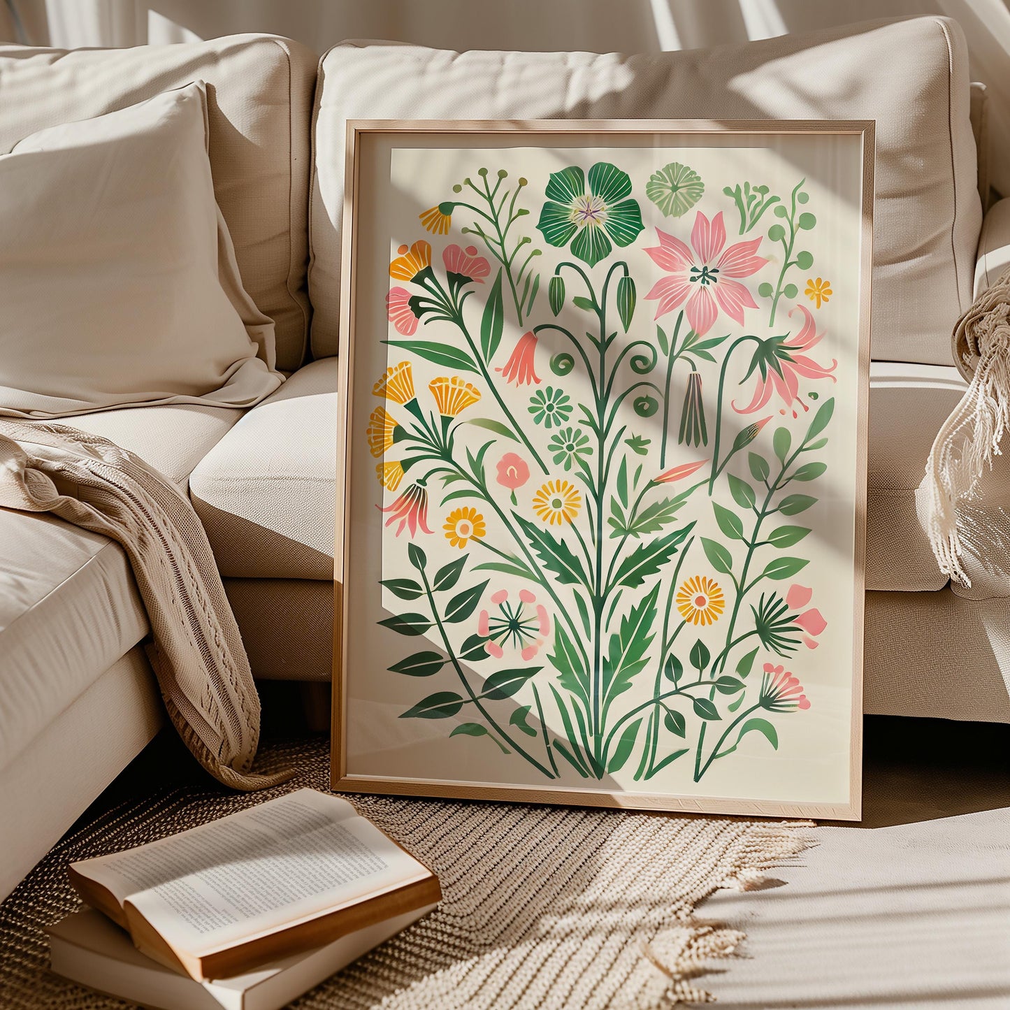 Elegant Wildflower Botanical Art Print: Modern Floral Wall Decor for Minimalist Home