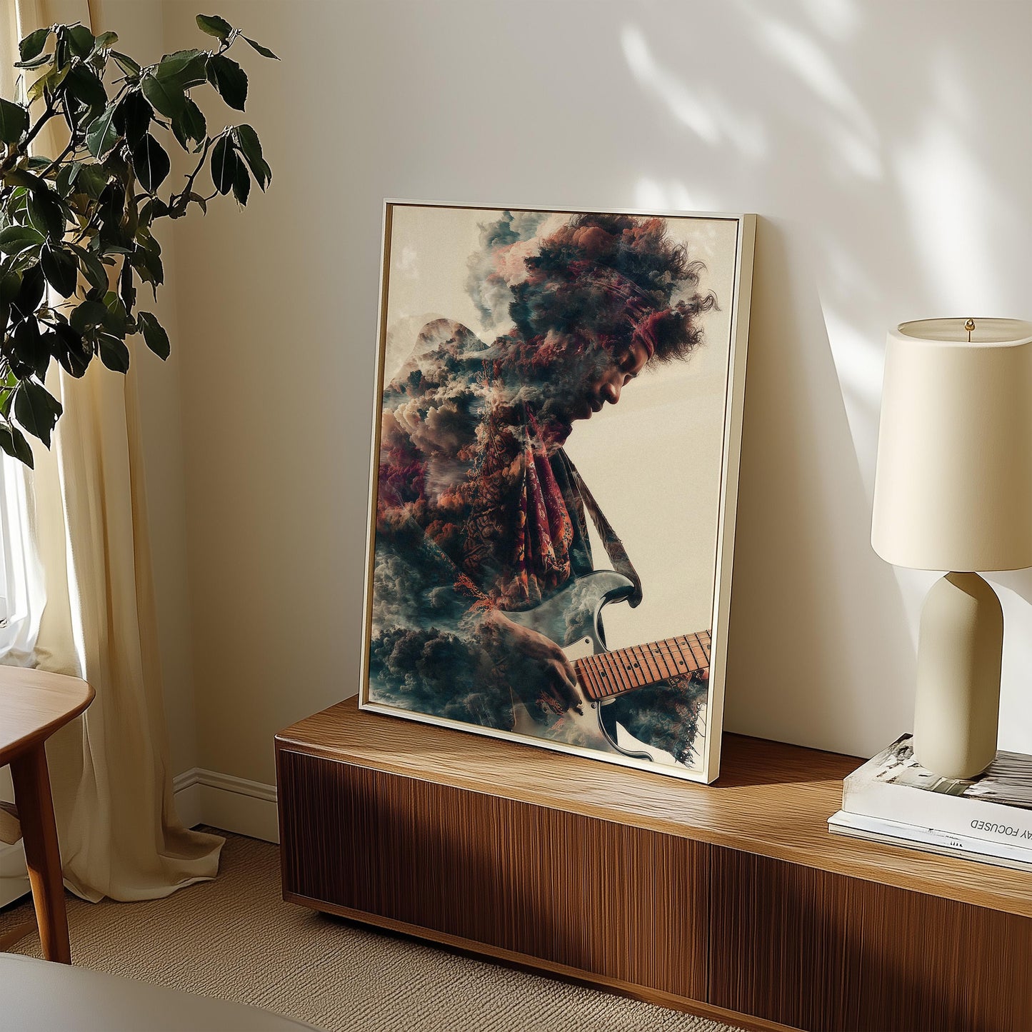 Jimi Hendrix Guitar Legend Psychedelic 'Photography Composite' Style Art Print - Rock Music Wall Decor Poster