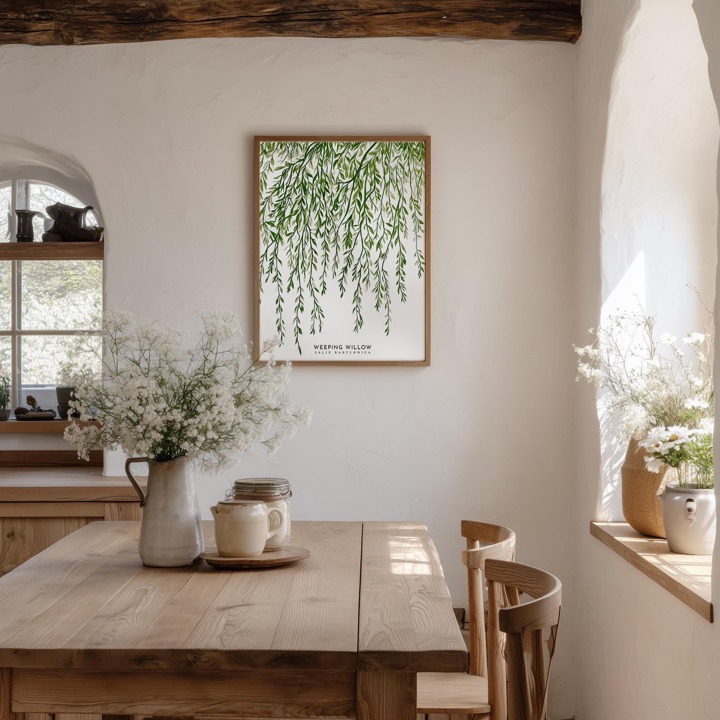 Elegant Weeping Willow Botanical Print: Salix Babylonica Minimalist Nature Wall Art Poster