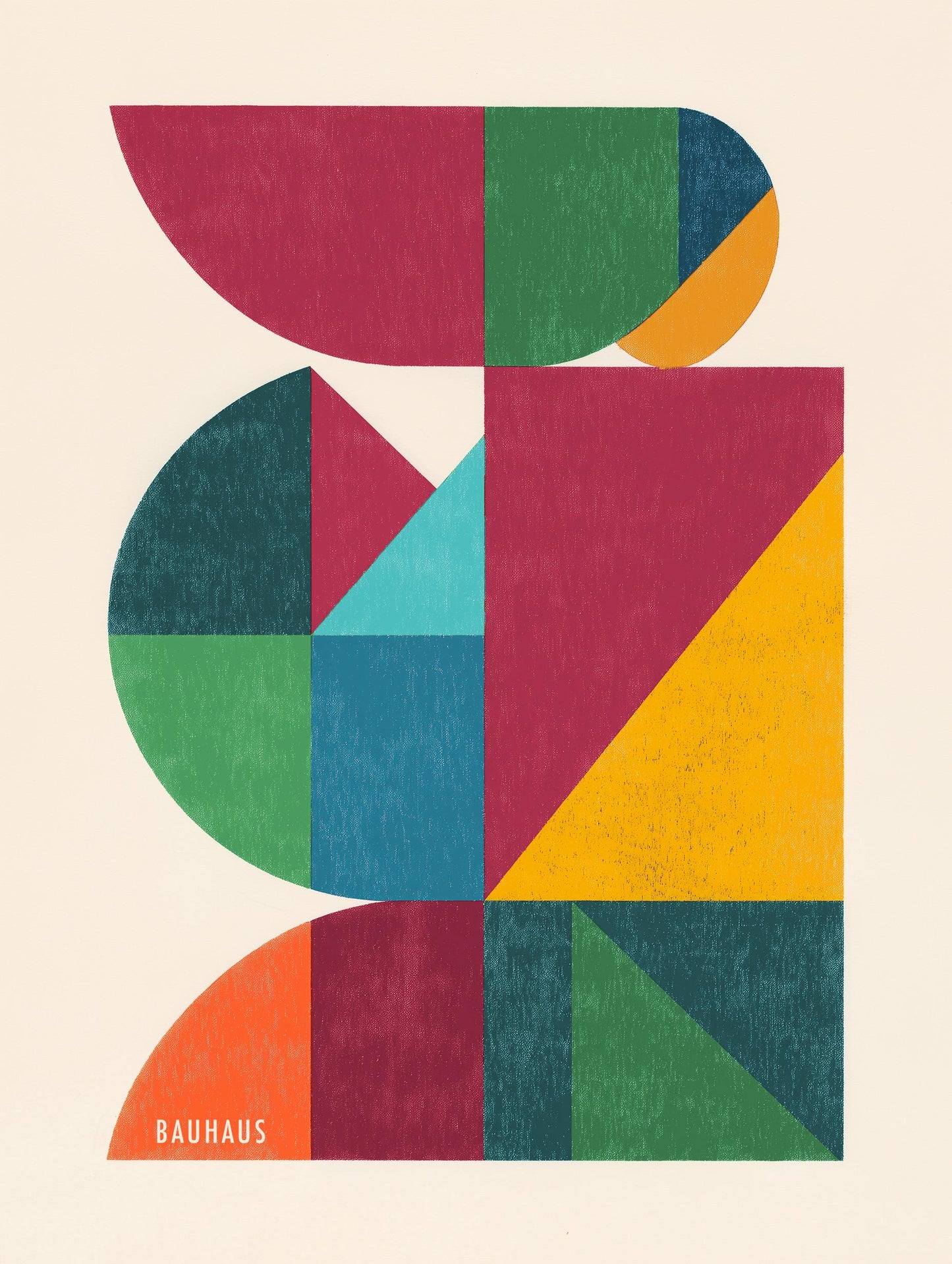 Modernist Bauhaus Abstract Geometric Print: Mid-Century Colour