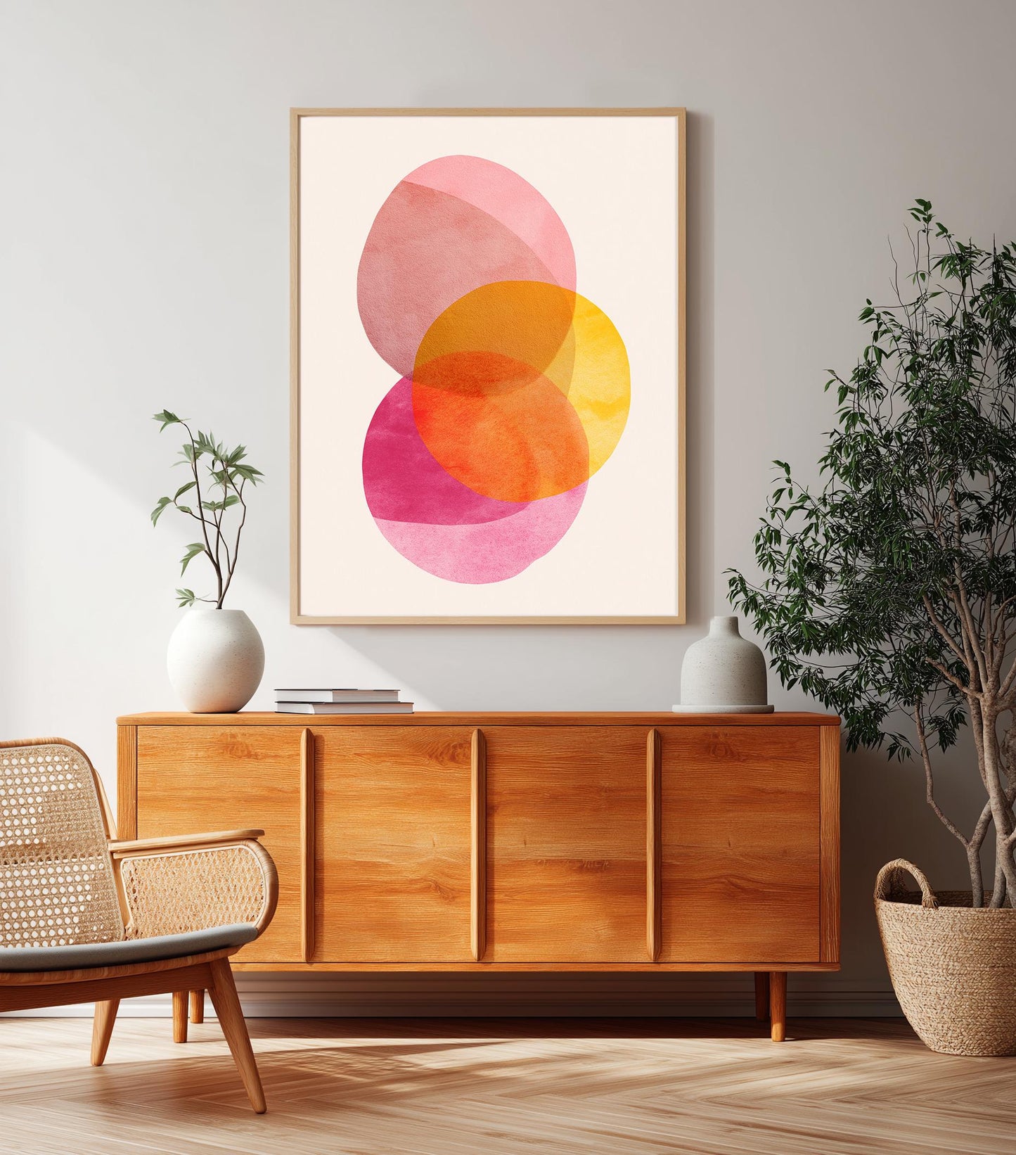 Mid-Century Modern Abstract Art Print – Overlapping Organic Shapes | Scandinavian Minimalist Wall Decor