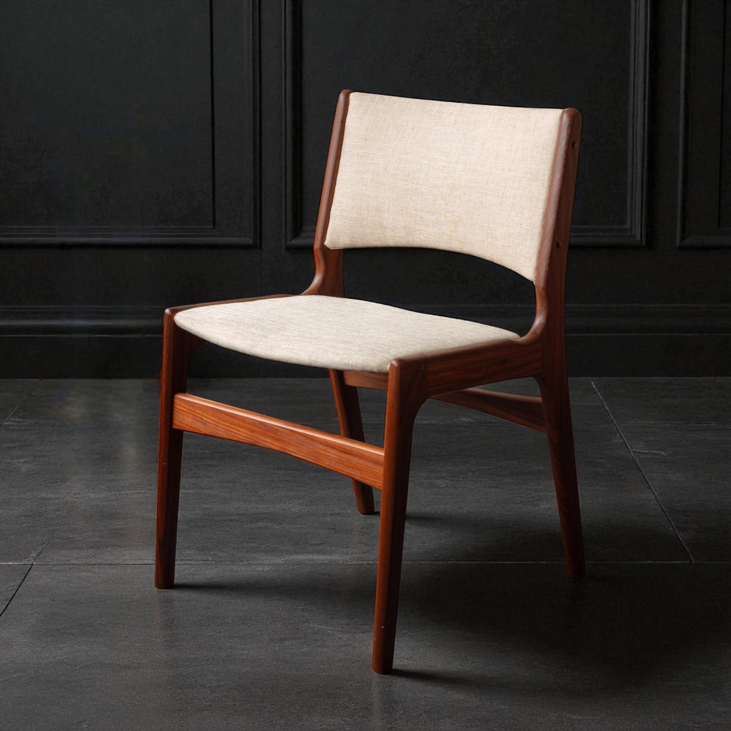 Set of 6 Danish Mid Century Modern Dining Chairs by Erik Buch | EXCELLENT CONDITION | Cream Upholstery | Scandinavian Design | MCM Furniture