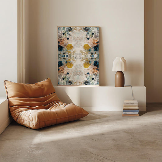 Abstract Kaleidoscope Art Print: Symmetrical Watercolor Pattern, Modern Home Decor