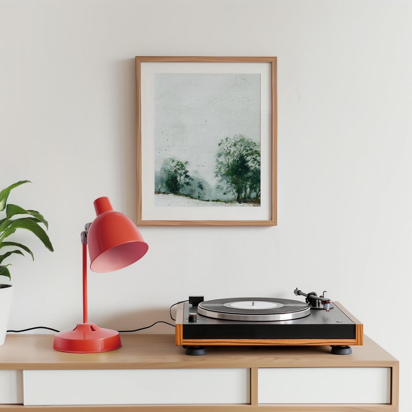 Misty Woodland Print - Negative Space Forest Art Modern