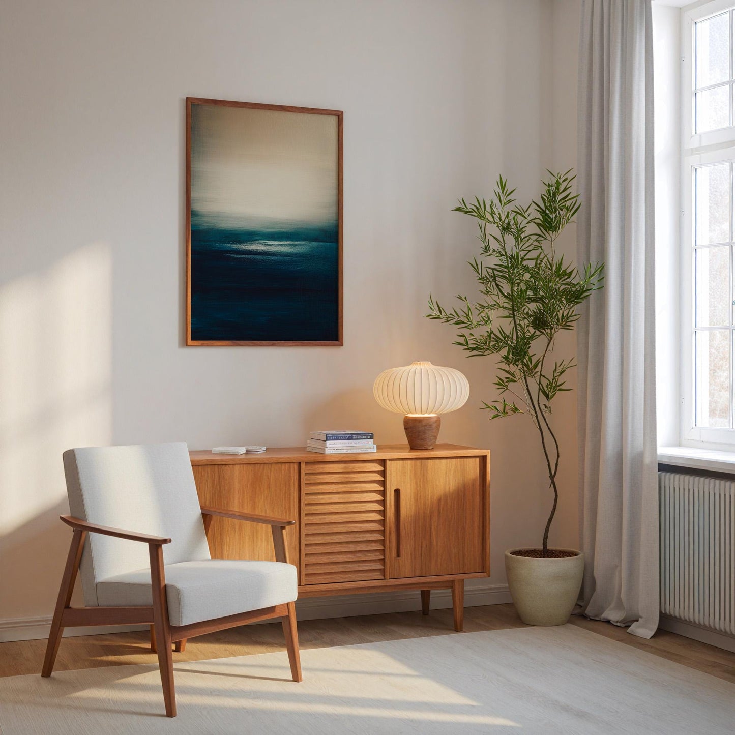 Abstract Seascape Print Ocean Horizon Art Modern Coastal Painting