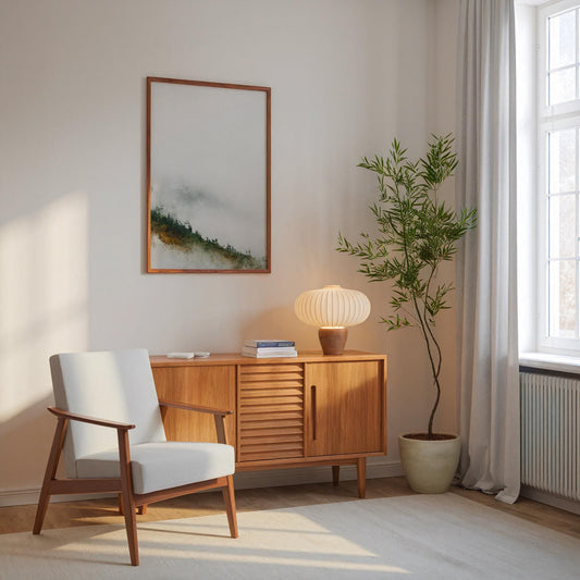 Misty Hillside Print Negative Space Autumn Woodland Atmospheric