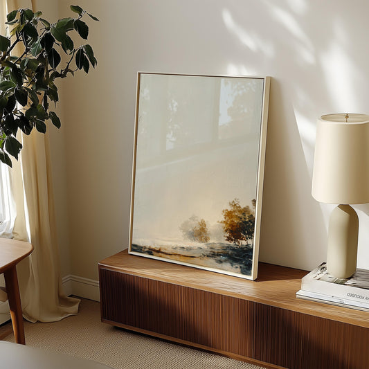 Minimalist Hillside Print Negative Space Autumn Trees Modern