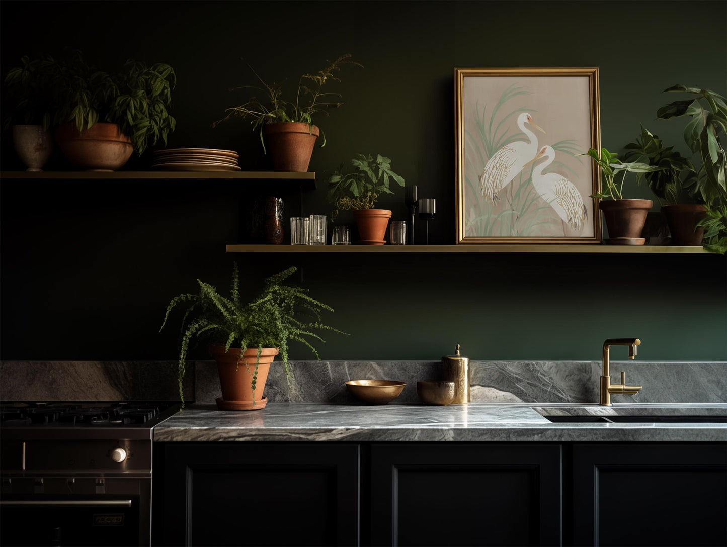 Japanese Cranes Standing Print