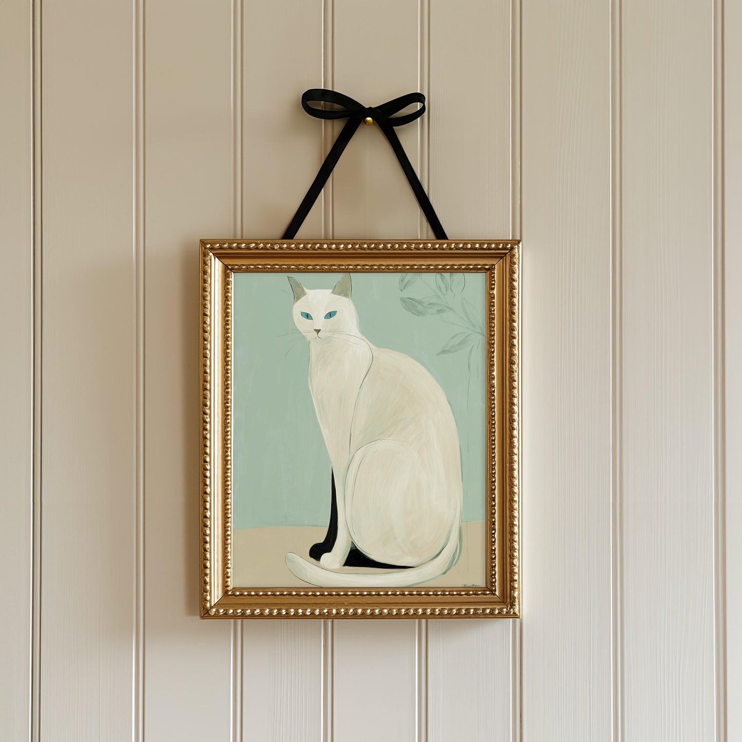 Japanese White Cat Print