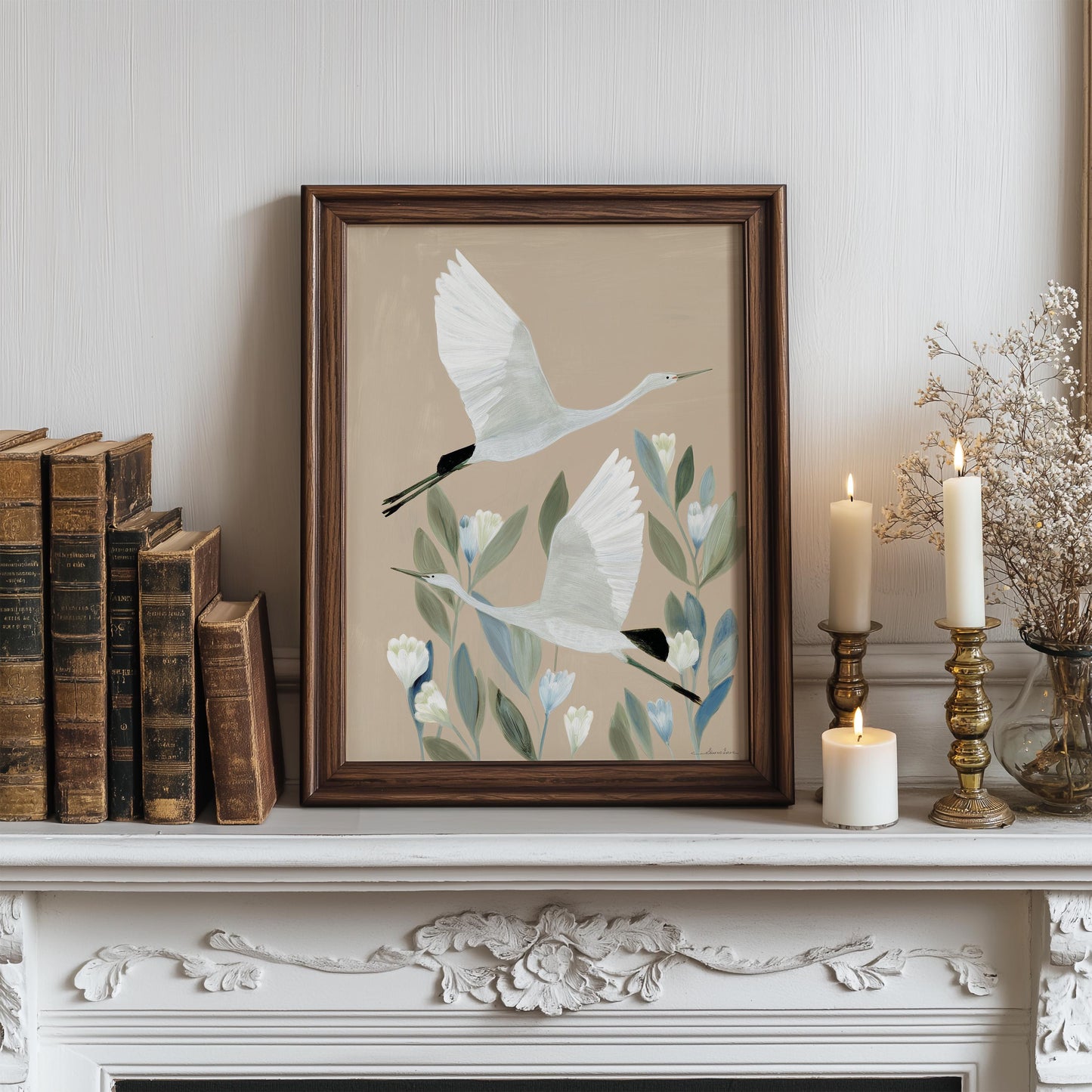 Japanese Cranes Flying Print