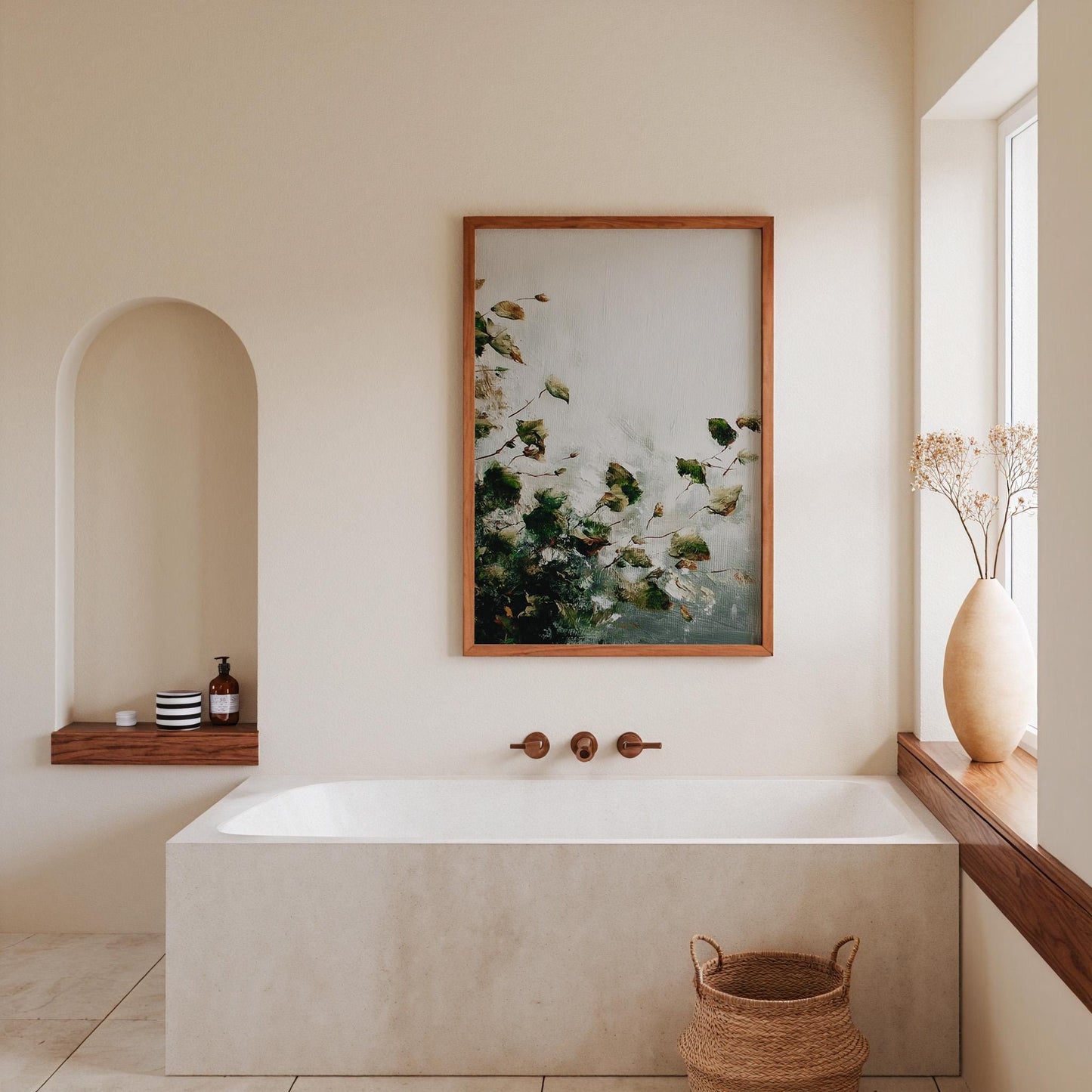 Botanical Leaves Print Autumn Movement Art Falling Foliage Wall Decor Minimalist Nature Study Seasonal Home Design