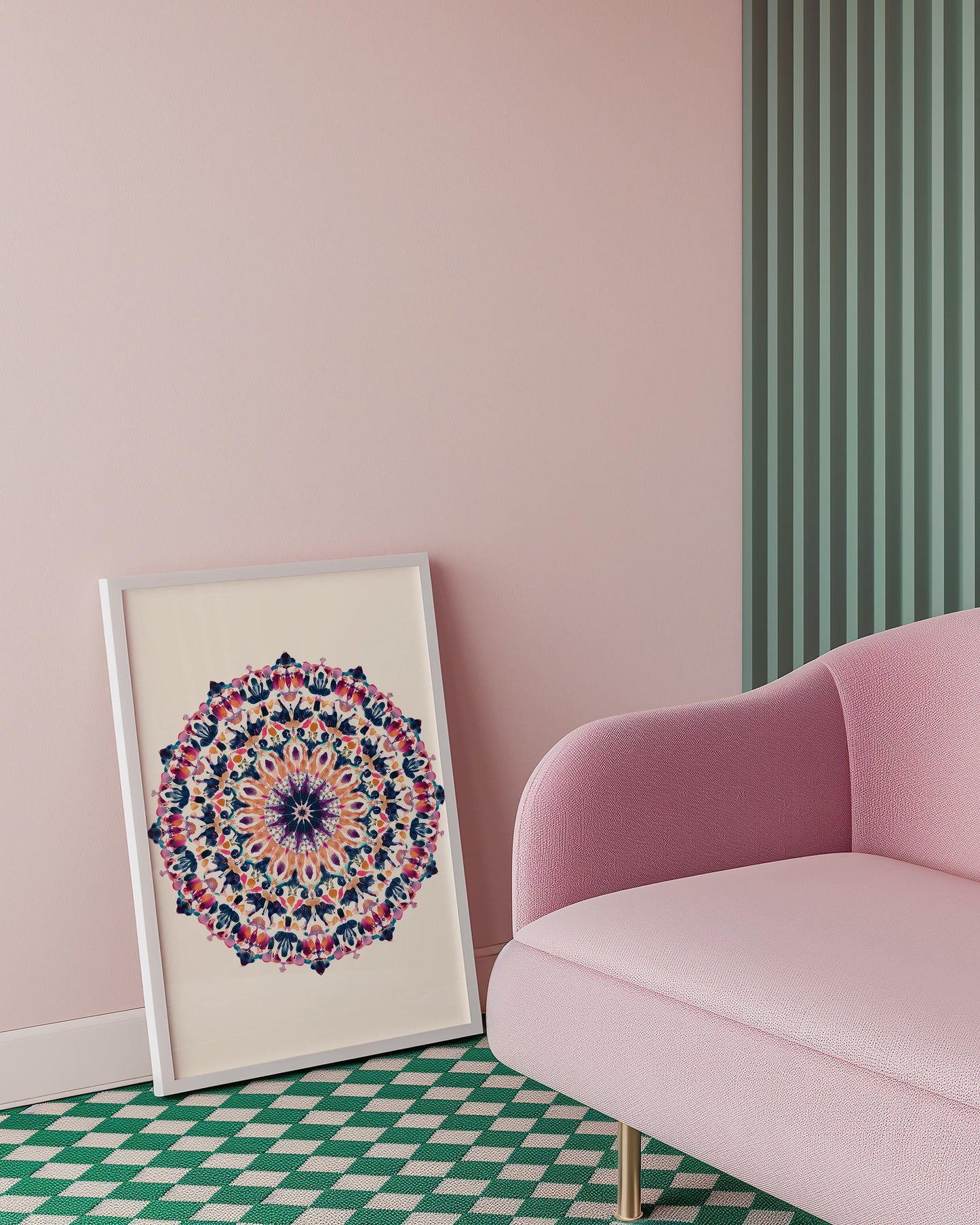 Vibrant Kaleidoscope Mandala Art Print: Symmetrical Geometric Pattern for Meditation and Home Decor