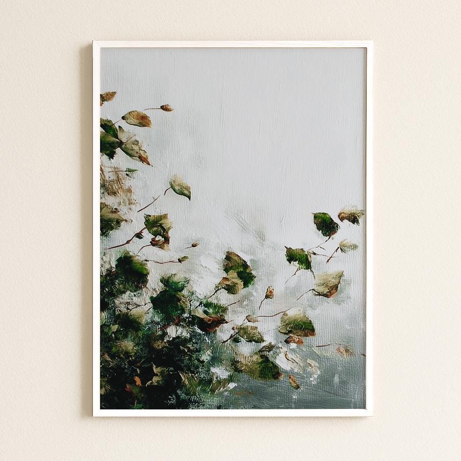 Botanical Leaves Print Autumn Movement Art Falling Foliage Wall Decor Minimalist Nature Study Seasonal Home Design