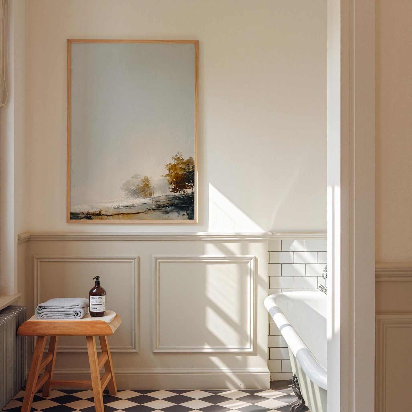 Minimalist Hillside Print Negative Space Autumn Trees Modern Landscape Art Scandinavian Nature Wall Decor