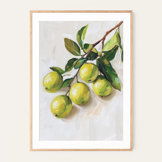 Lime Branch Art Print: Botanical Kitchen Still Life, Farmhouse Decor