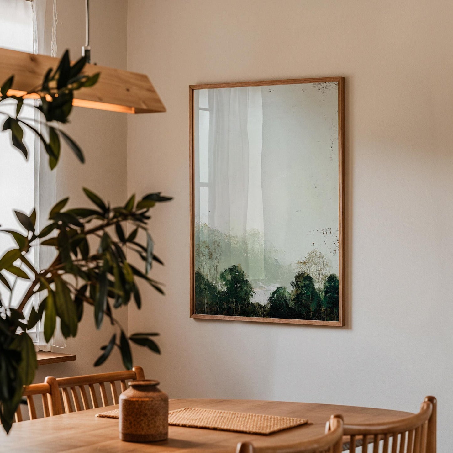 Serene Winter Landscape Print: Minimalist Nordic Scene