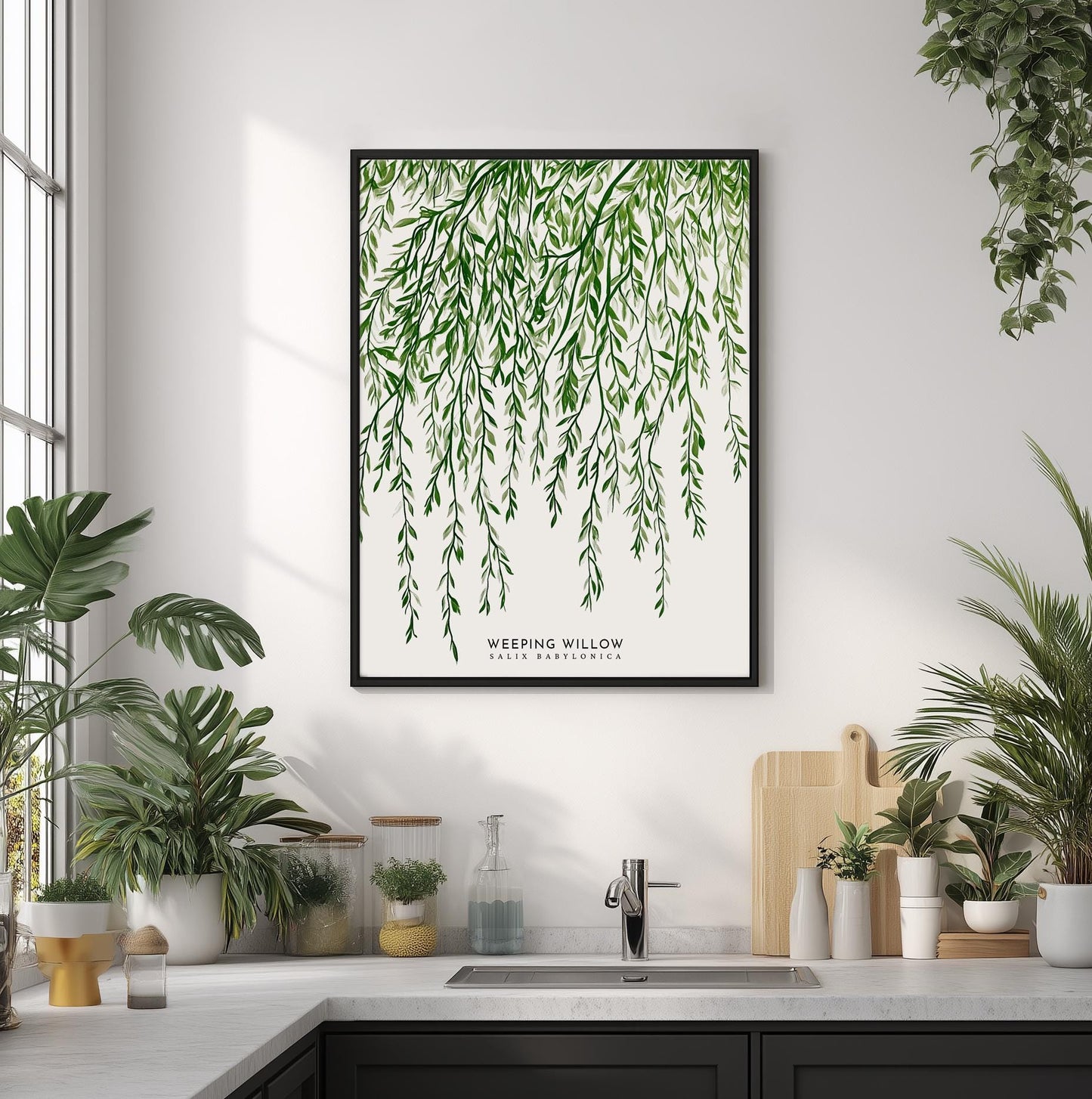 Elegant Weeping Willow Botanical Print: Salix Babylonica Minimalist Nature Wall Art Poster