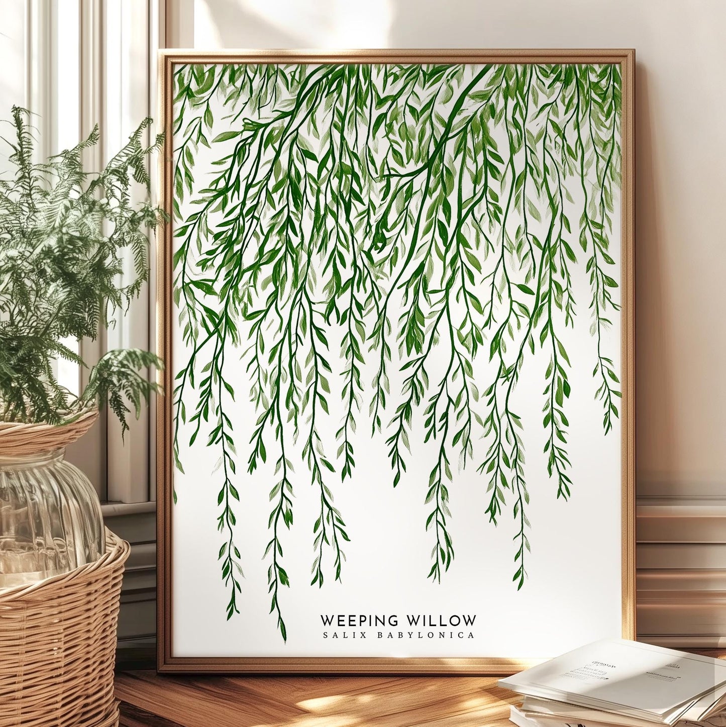 Elegant Weeping Willow Botanical Print: Salix Babylonica Minimalist Nature Wall Art Poster