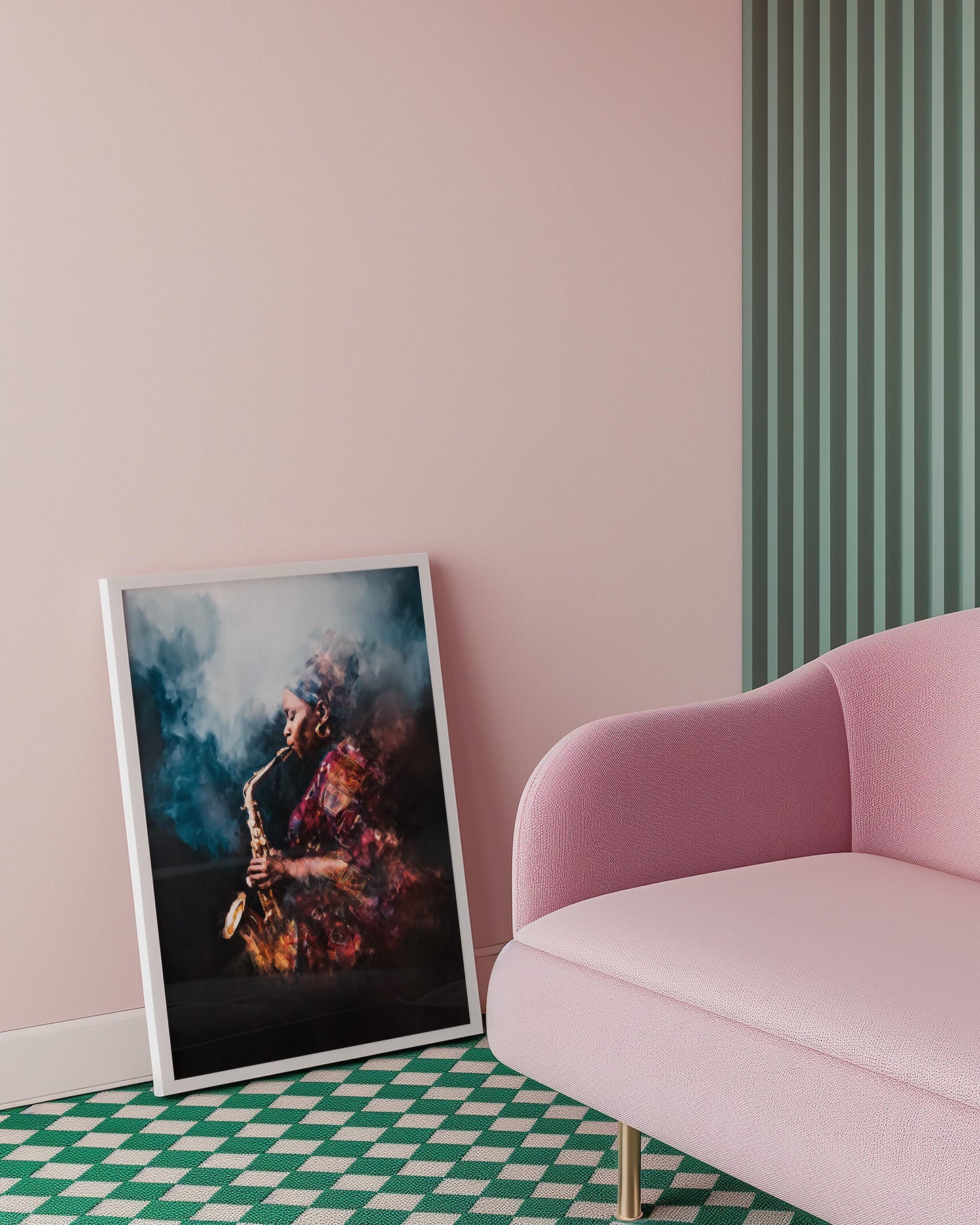 Female Saxophonist Jazz Illustration - Musical Instrument Wall Art Print for Club Decor