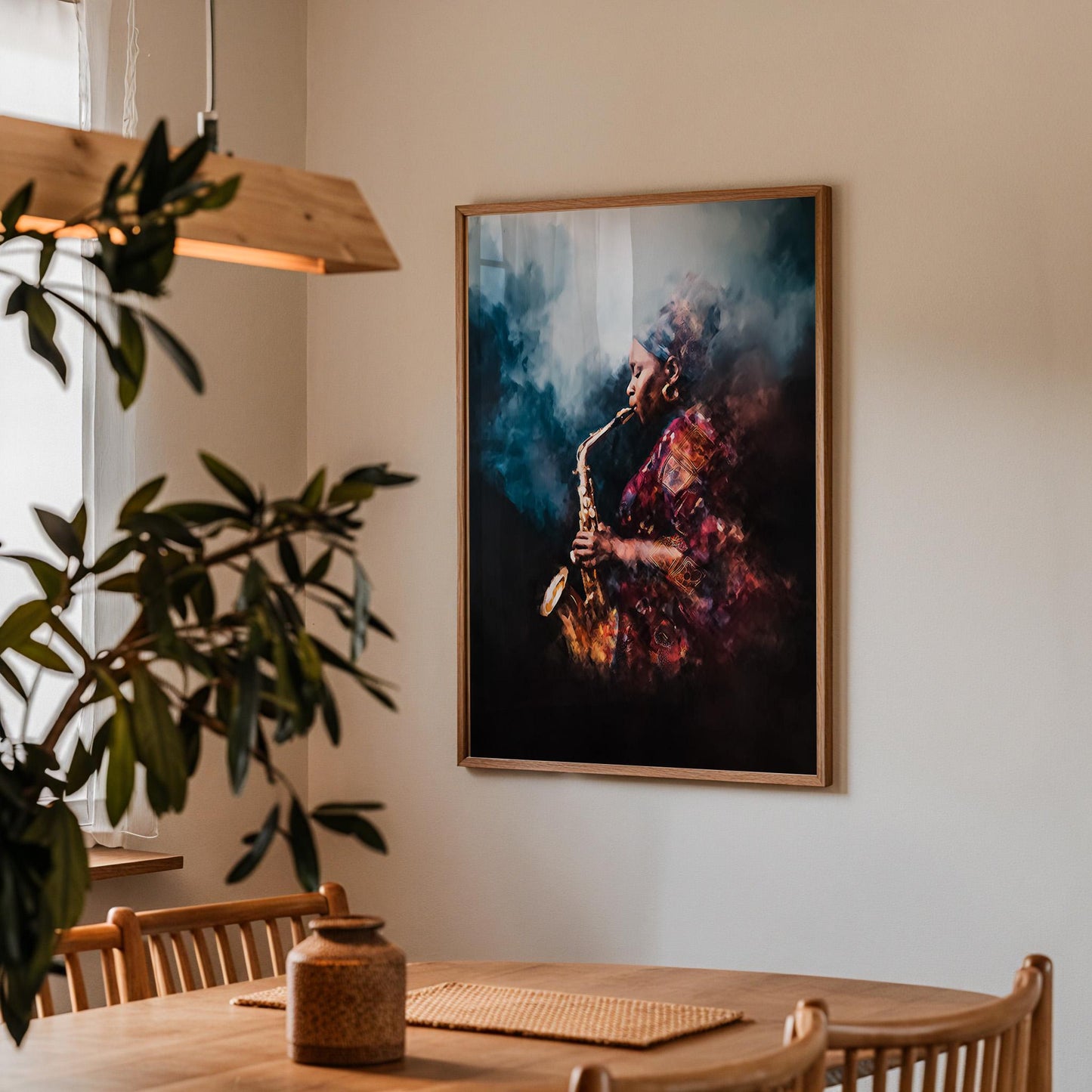 Female Saxophonist Jazz Illustration - Musical Instrument Wall Art Print for Club Decor