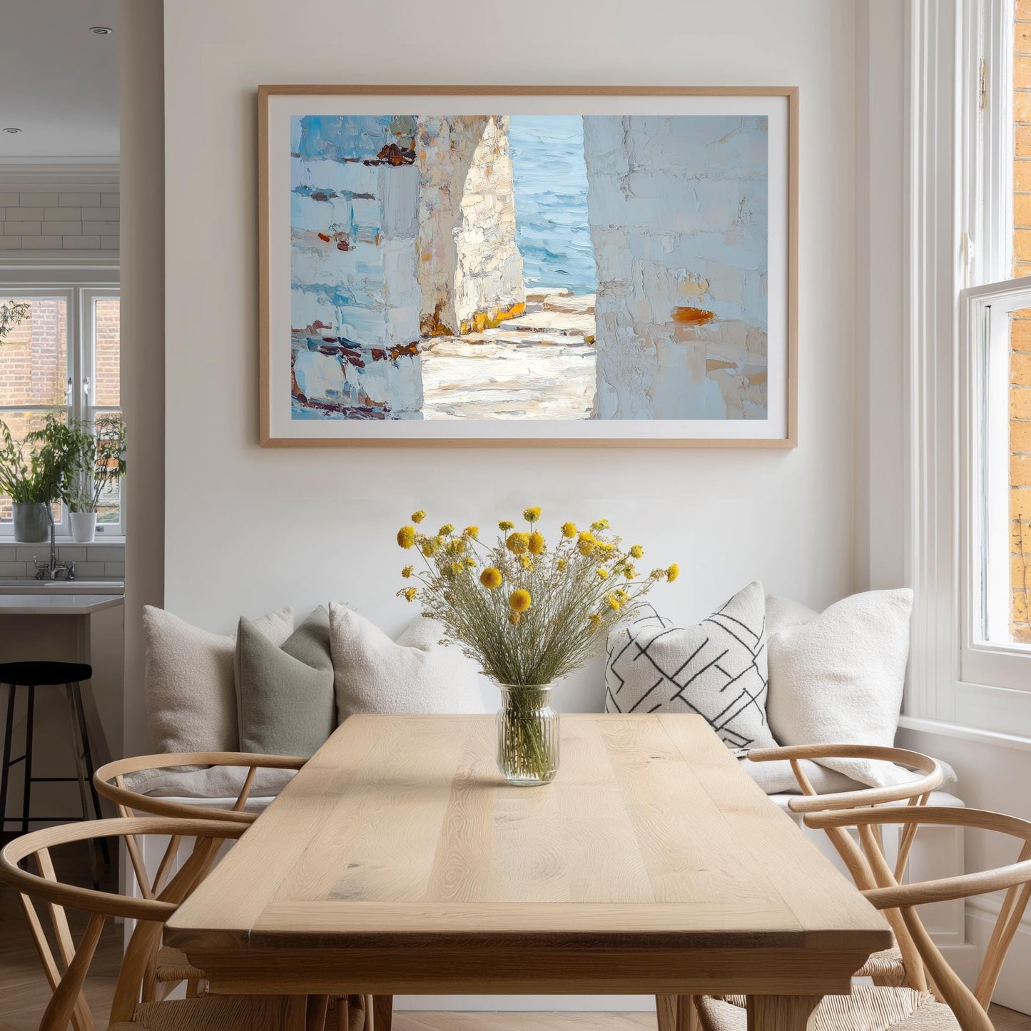 Coastal Undercliff Walkway Impressionist Seascape Art Print: Seaside Ocean Painting for Beach House Decor