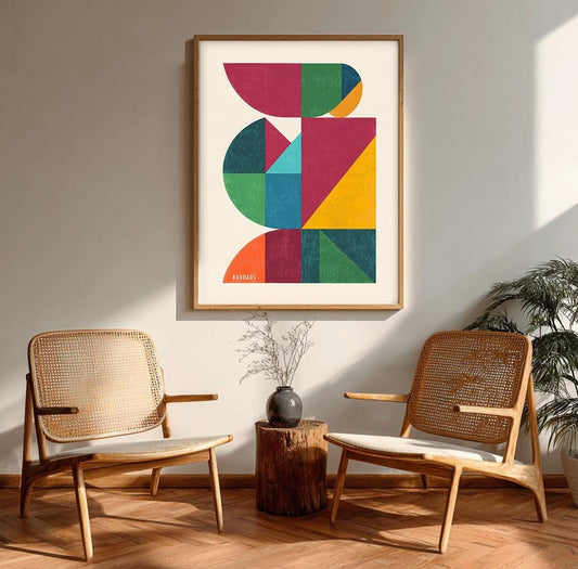 Modernist Bauhaus Abstract Geometric Print: Mid-Century Colour Block Wall Art for Contemporary Decor