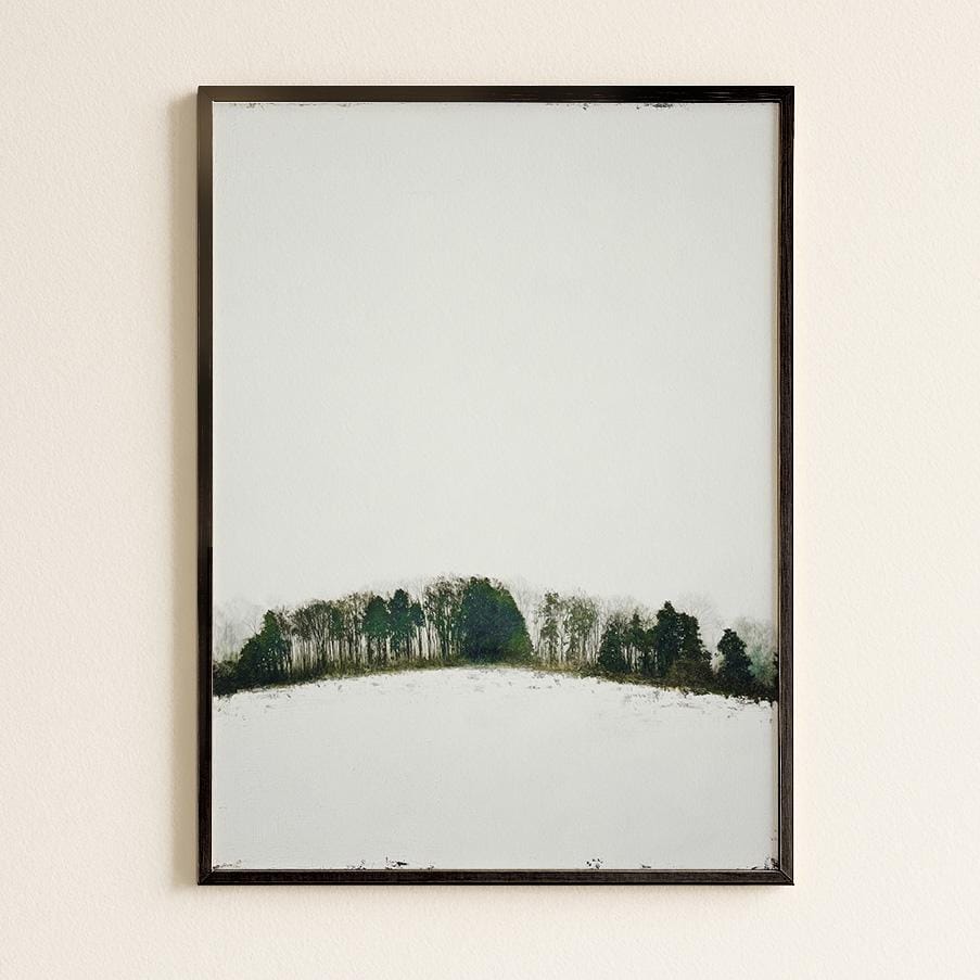 Minimalist Winter Treeline Print - Nordic Forest Landscape Art Scandinavian Woodland Wall Decor Negative Space Snow