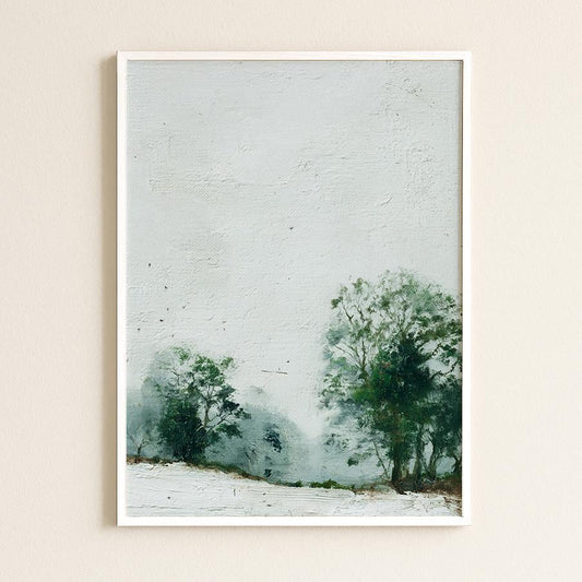 Woodland Print: Ethereal Misty Landscape