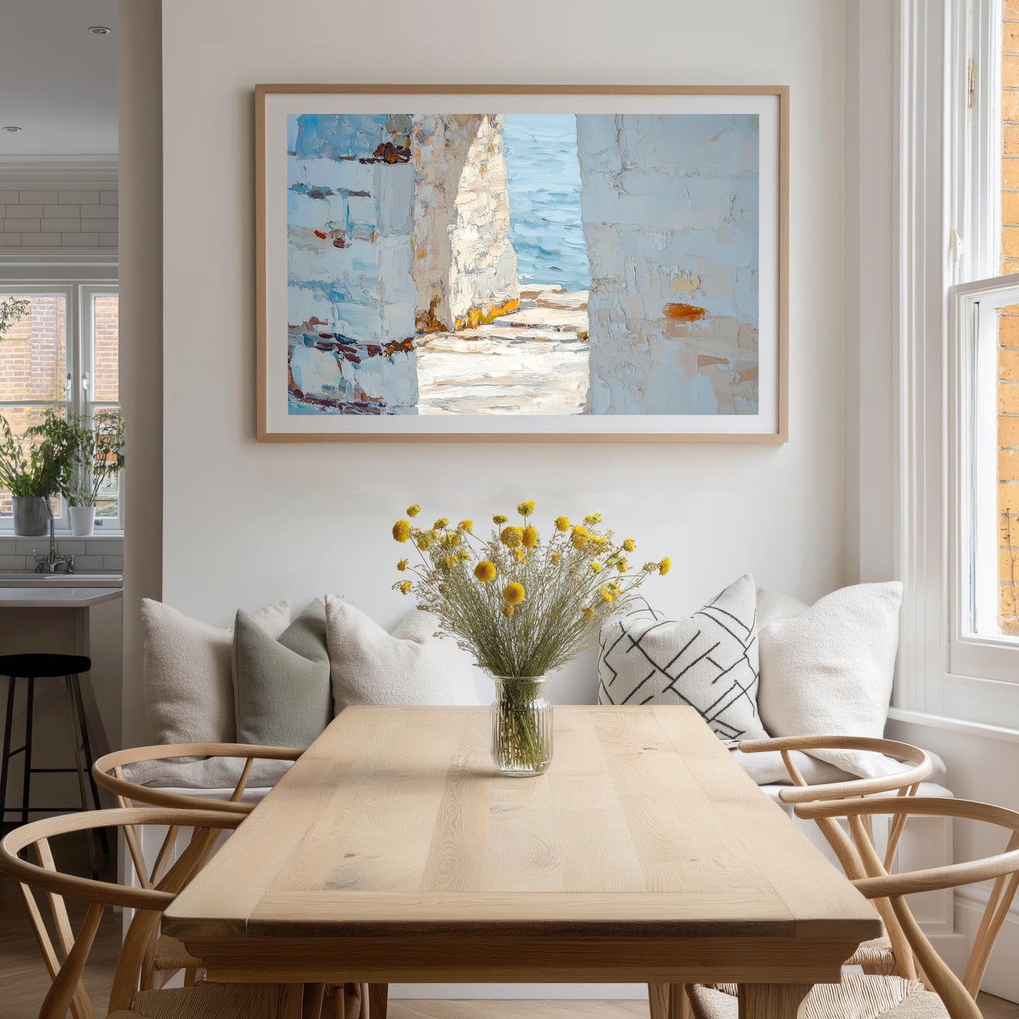 Coastal Undercliff Walkway Impressionist Seascape Art Print: Seaside Ocean Painting for Beach House Decor