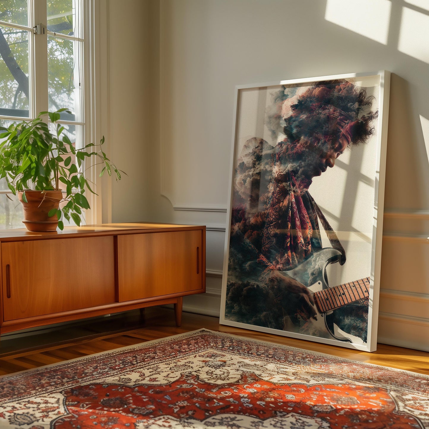 Jimi Hendrix Guitar Legend Psychedelic 'Photography Composite' Style Art Print - Rock Music Wall Decor Poster