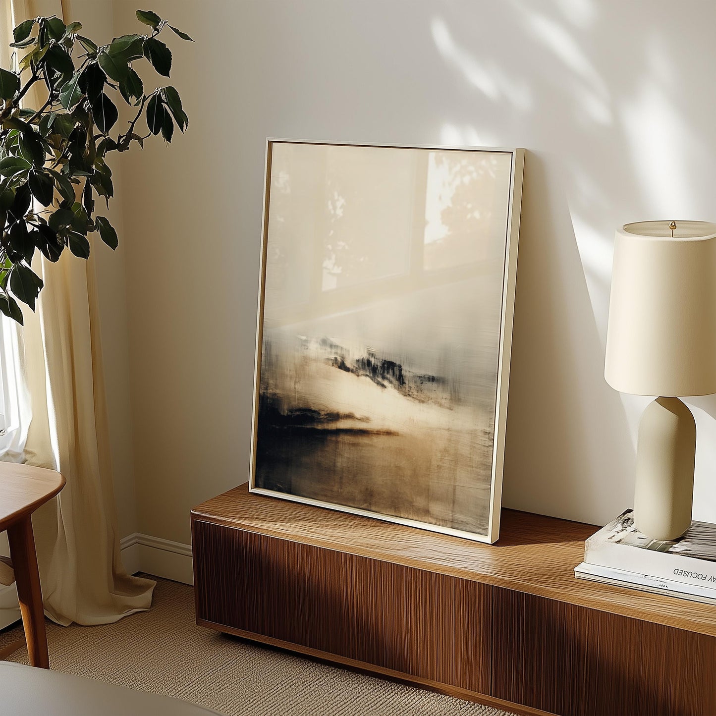 Abstract Winter Landscape Print - Atmospheric Earth Tone Nature Art, Minimalist Horizon Painting for Contemporary Wall Decor