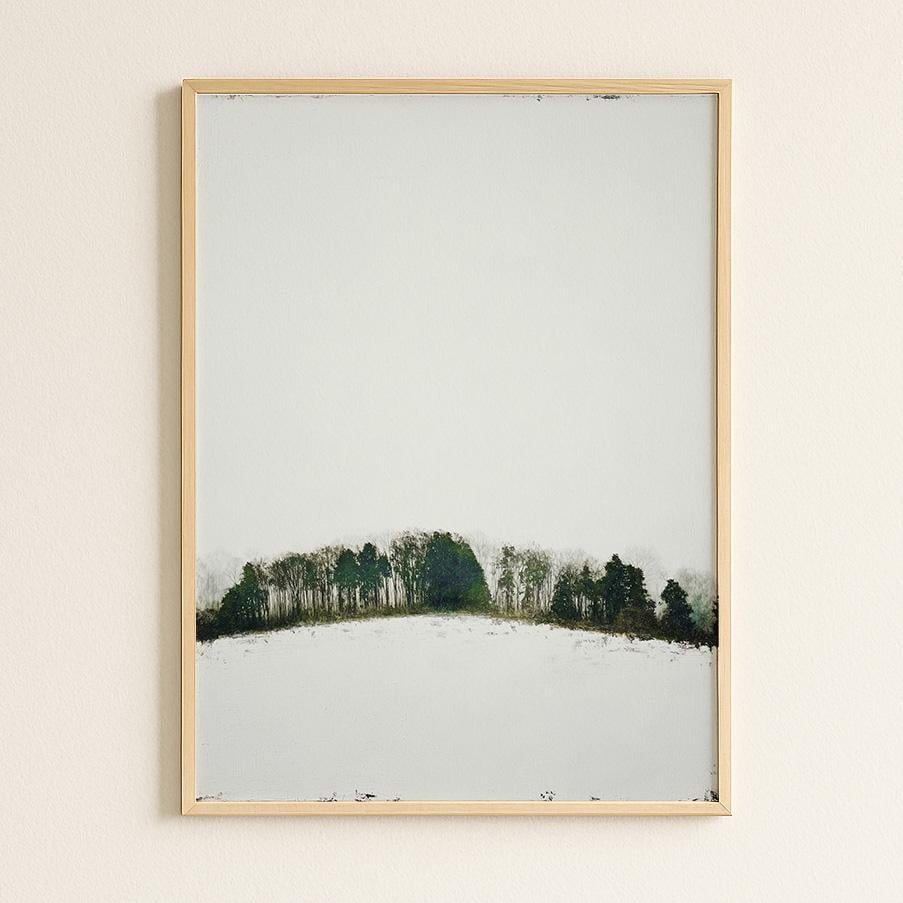 Minimalist Winter Treeline Print - Nordic Forest Landscape Art Scandinavian Woodland Wall Decor Negative Space Snow