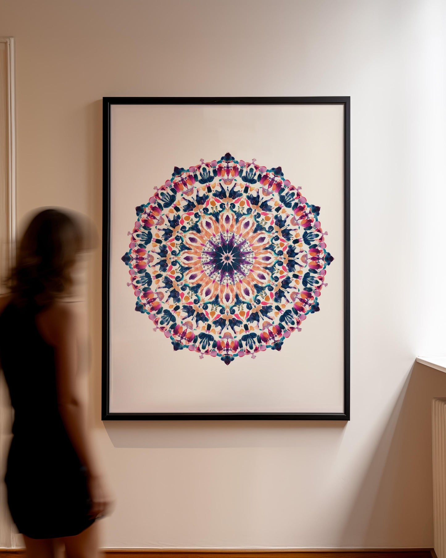 Vibrant Kaleidoscope Mandala Art Print: Symmetrical Geometric Pattern for Meditation and Home Decor