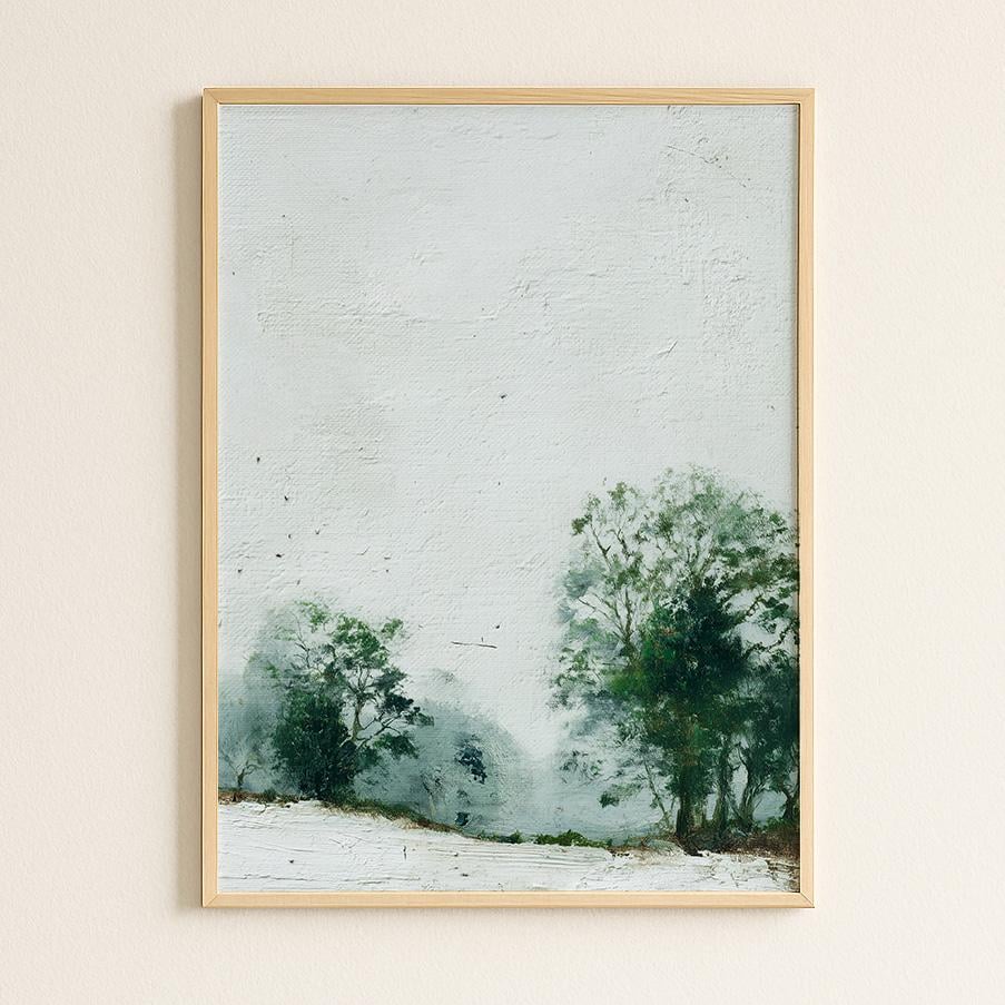 Woodland Print: Ethereal Misty Landscape