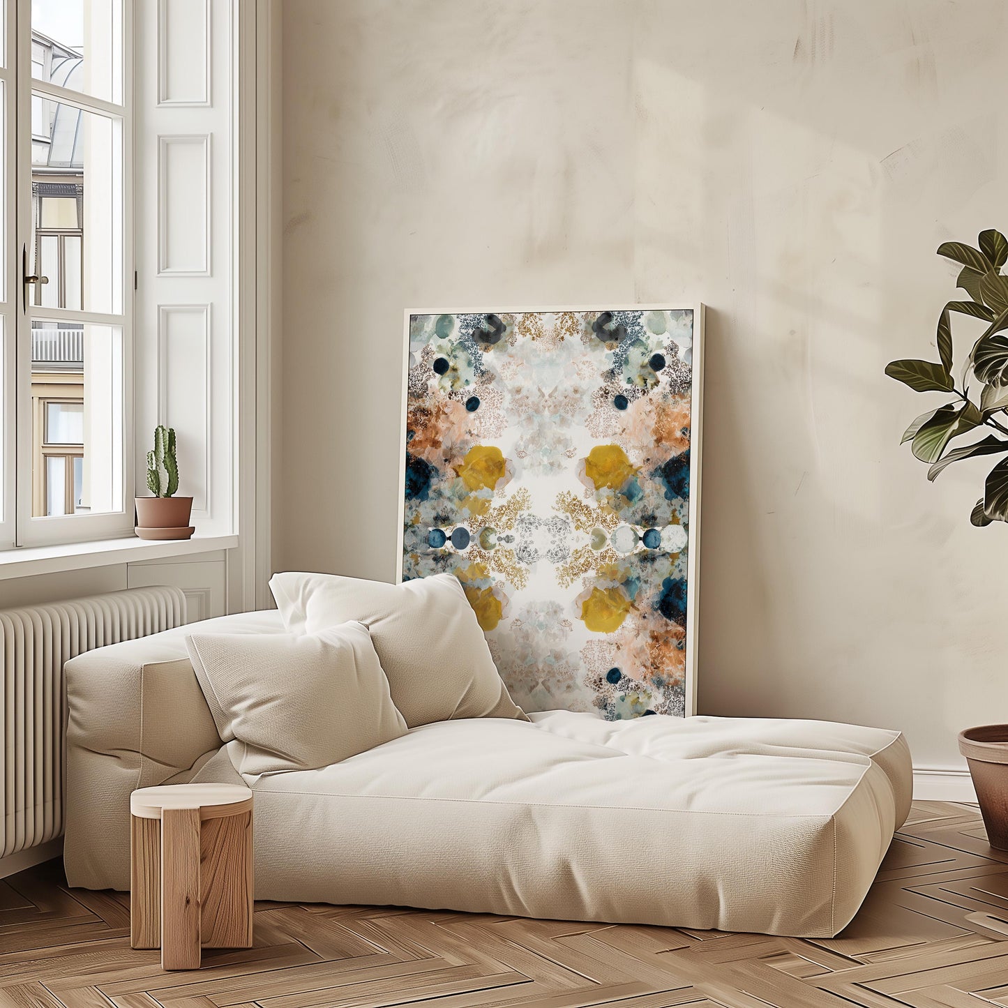 Vibrant Abstract Kaleidoscope Watercolour Print: Symmetrical Pattern Wall Art for Modern Home Decor | Large Modern Vibrant Abstract Wall Art