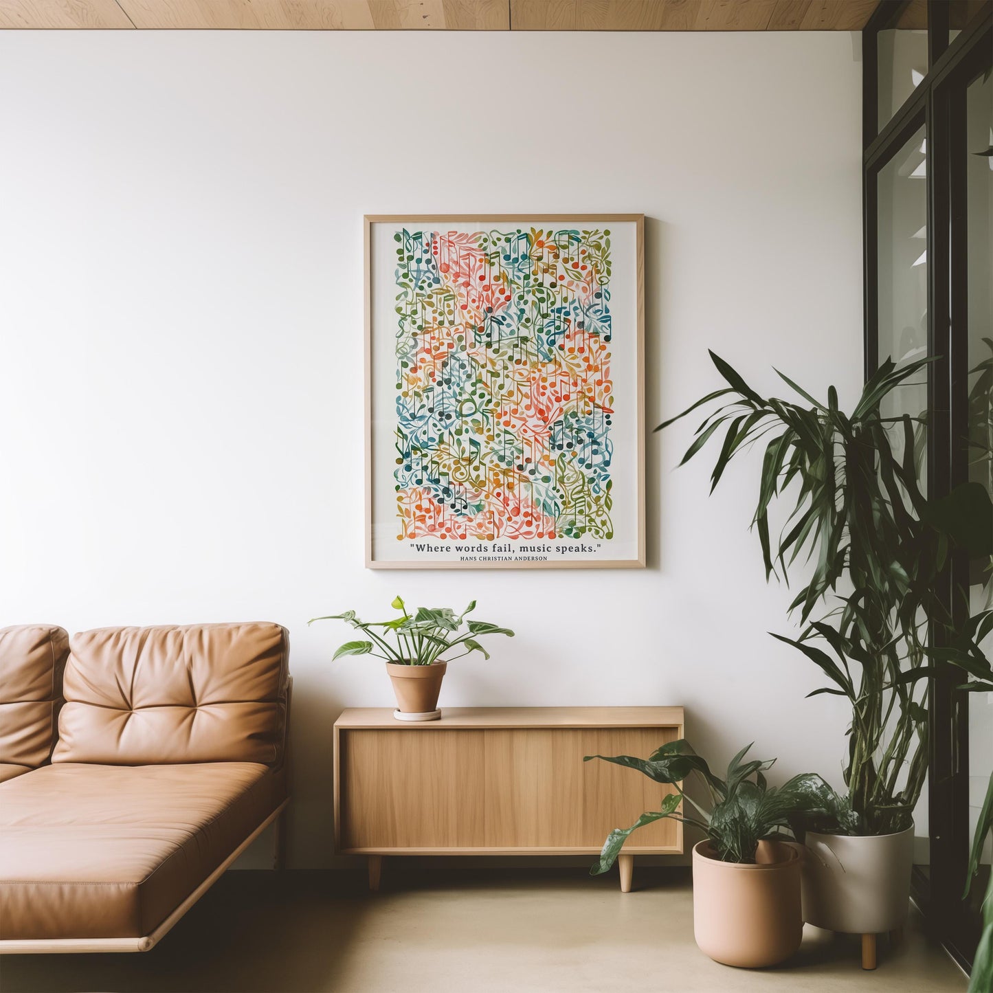 Elegant Musical Notation Art Print: Composer's Wall Decor for Studio, Music Room ,  Music  Print