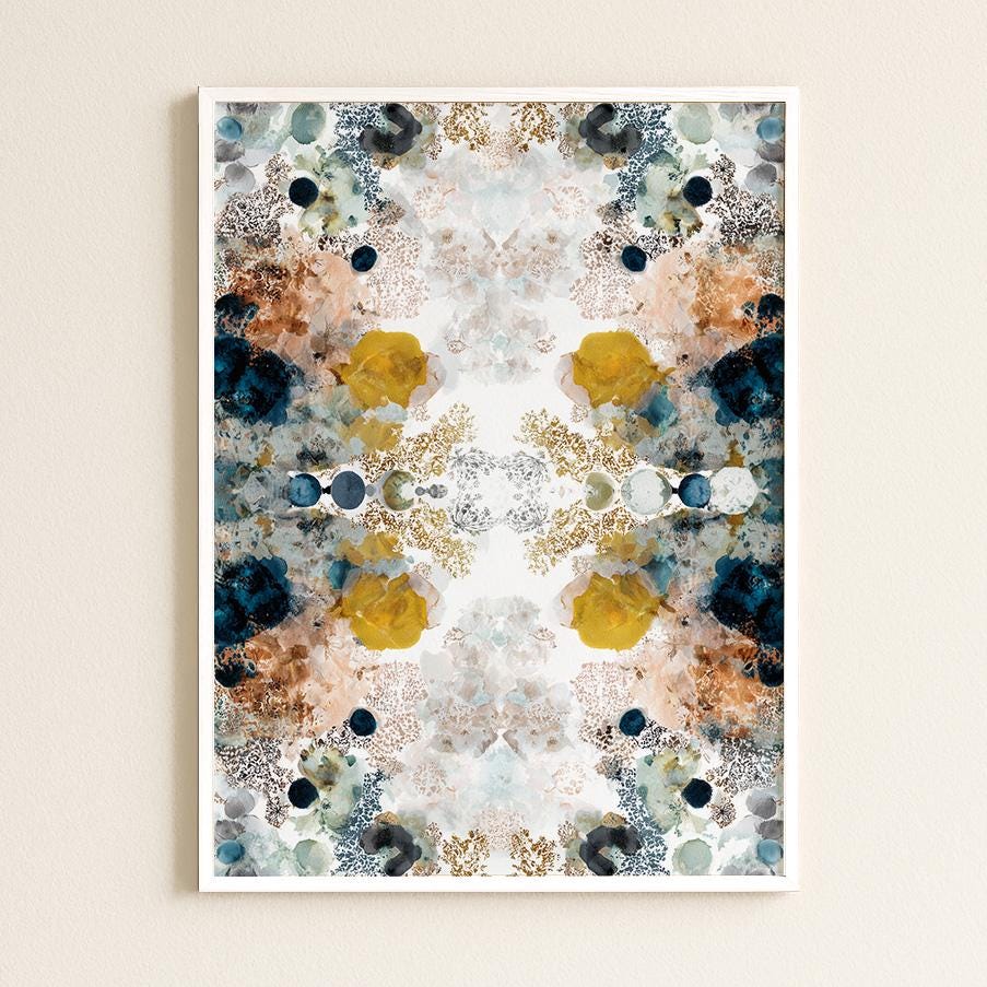 Vibrant Abstract Kaleidoscope Watercolour Print: Symmetrical Pattern Wall Art for Modern Home Decor | Large Modern Vibrant Abstract Wall Art