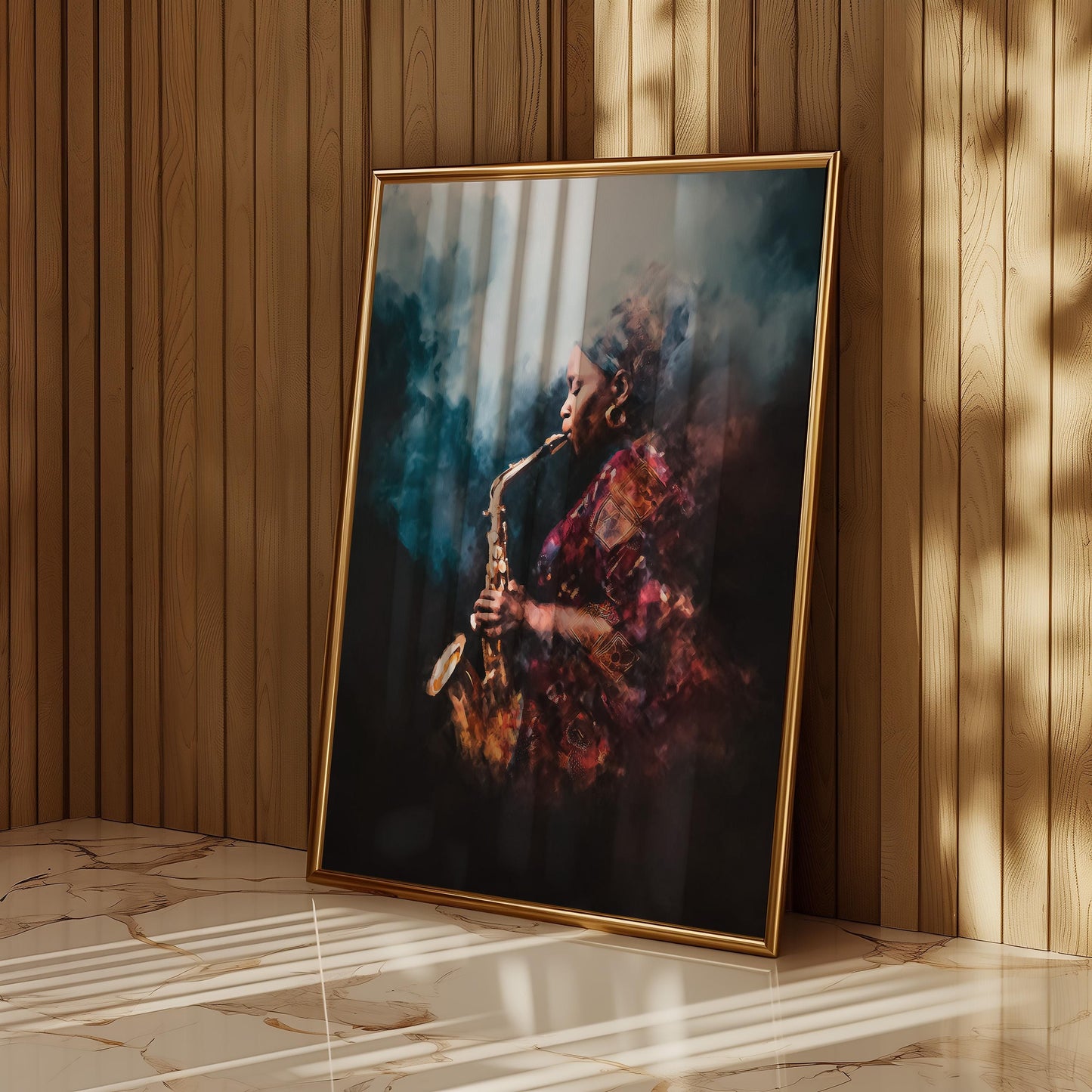 Elegant Female Saxophonist Jazz Illustration - Musical Instrument Wall Art Print for Club Decor