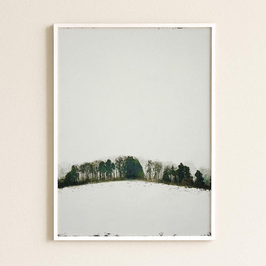 Minimalist Winter Treeline Print - Nordic Forest Landscape Art Scandinavian Woodland Wall Decor Negative Space Snow