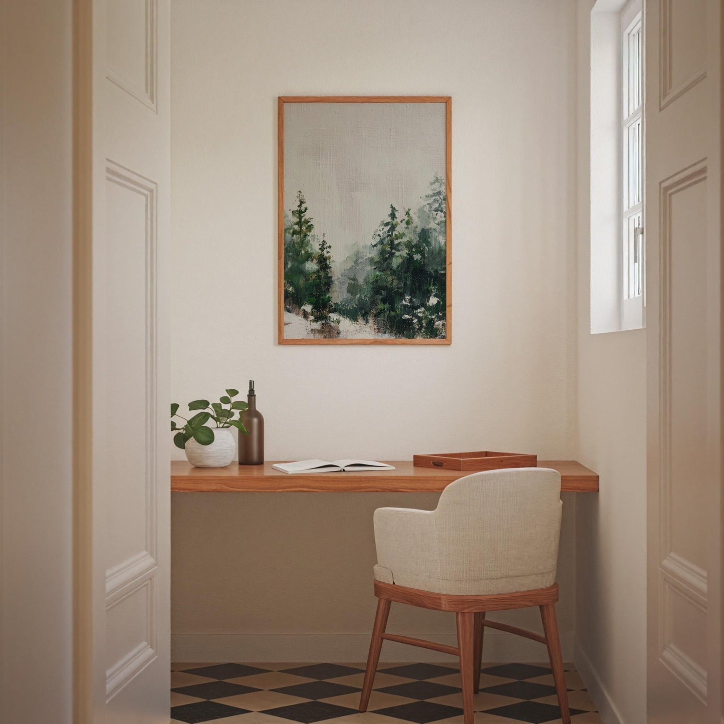 Forest Print: Minimalist Winter Evergreen