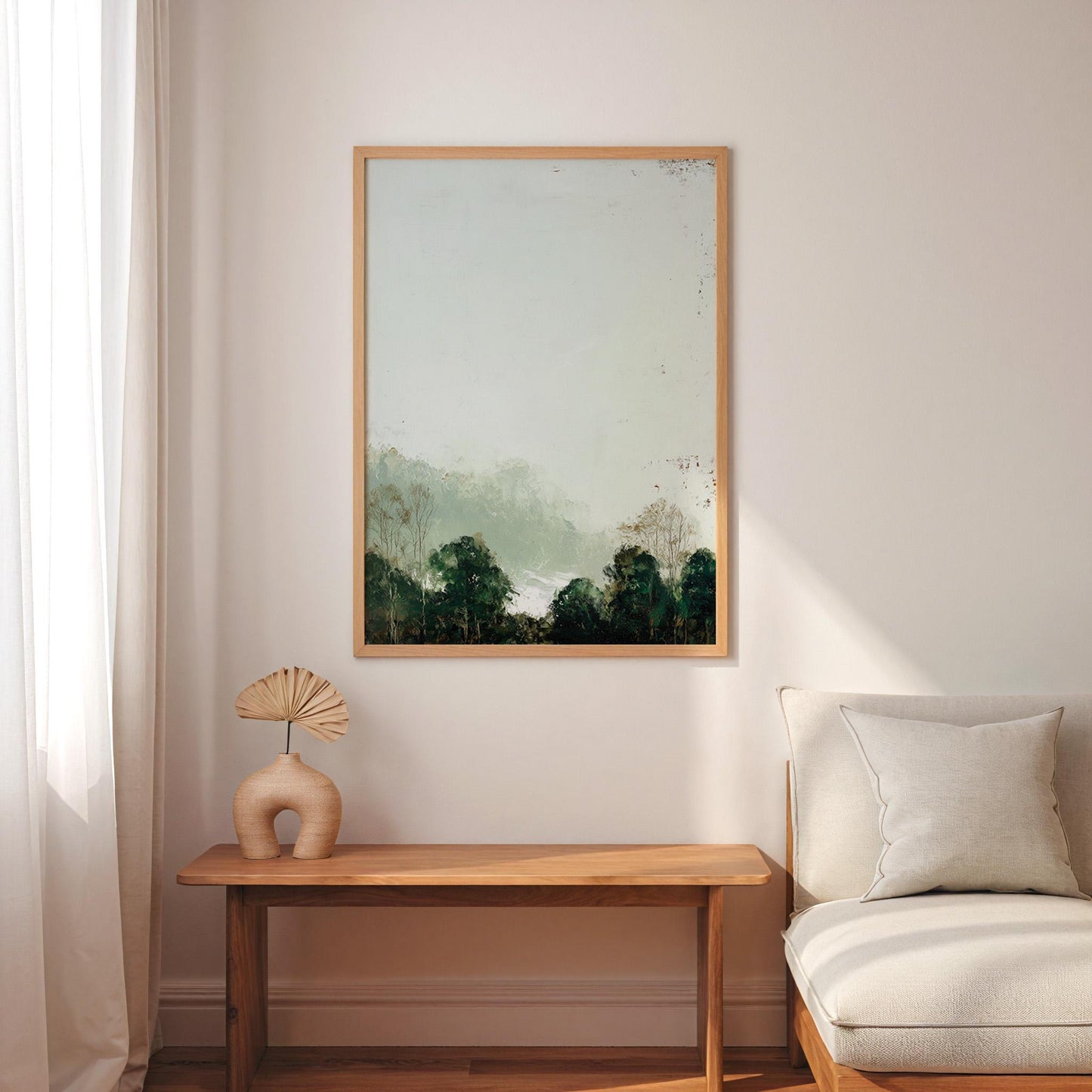 Serene Winter Landscape Print: Minimalist Nordic Scene