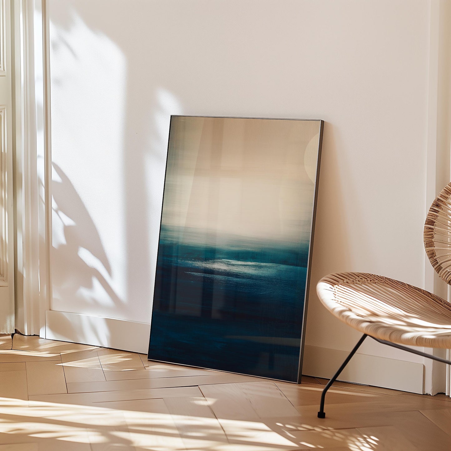 Abstract Seascape Print Ocean Horizon Art Modern Coastal Painting Teal Blue Wall Decor Contemporary Beach