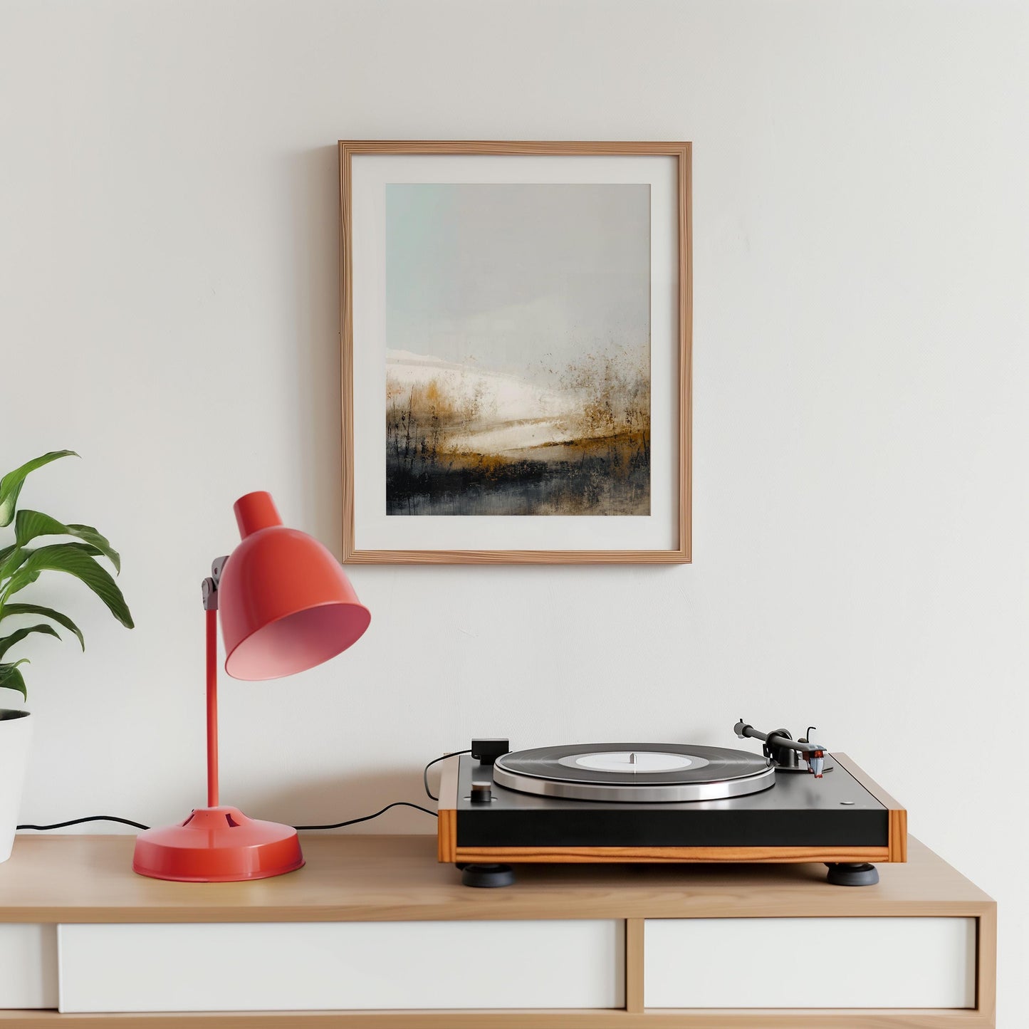 Abstract Landscape Print Atmospheric Lake Scene Modern Earth Tone Art Minimalist Nature Wall Decor