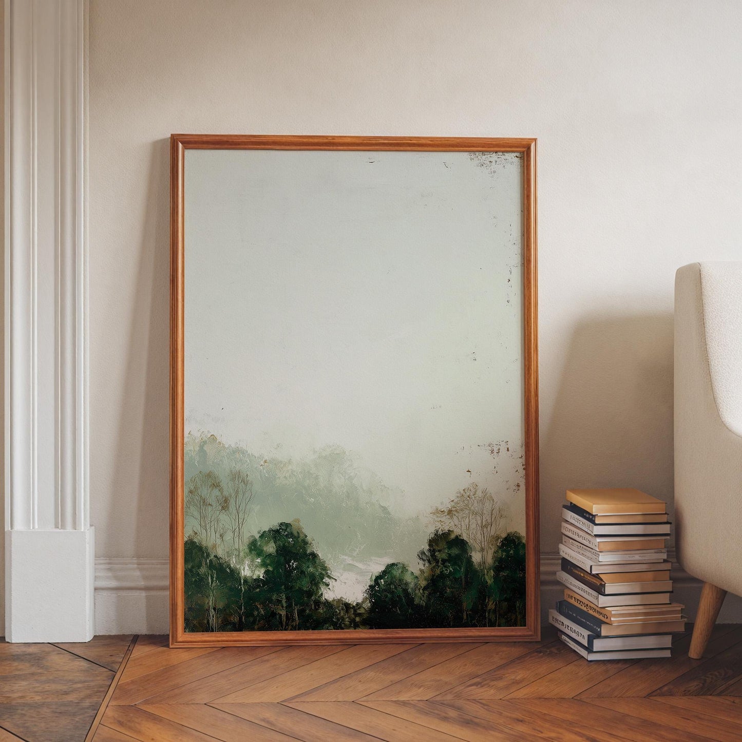 Serene Winter Landscape Print: Minimalist Nordic Scene