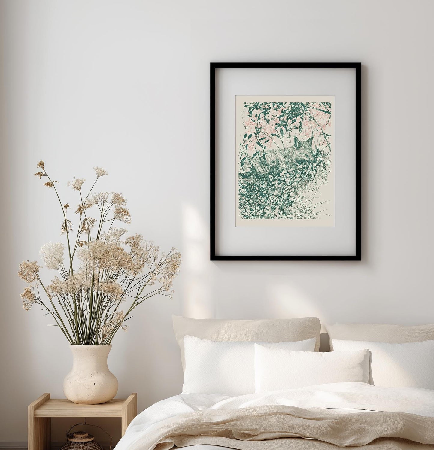 Vintage-Inspired Fox Print: Woodland Animal Wall Art with Botanical Elements | William Morris Inspired