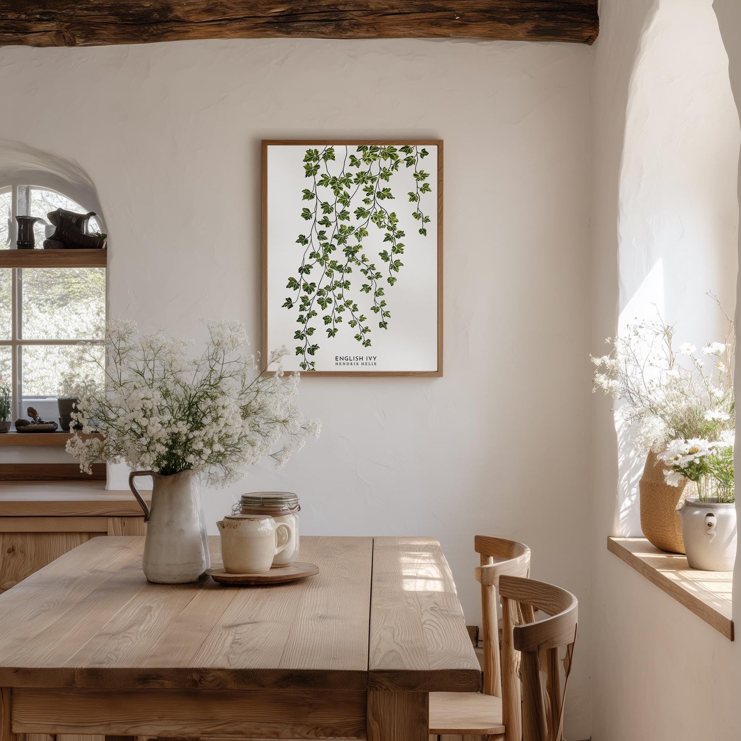 Vintage English Ivy Botanical Wall Art: Hedera Helix Leaf Illustration Print for Nature Lovers