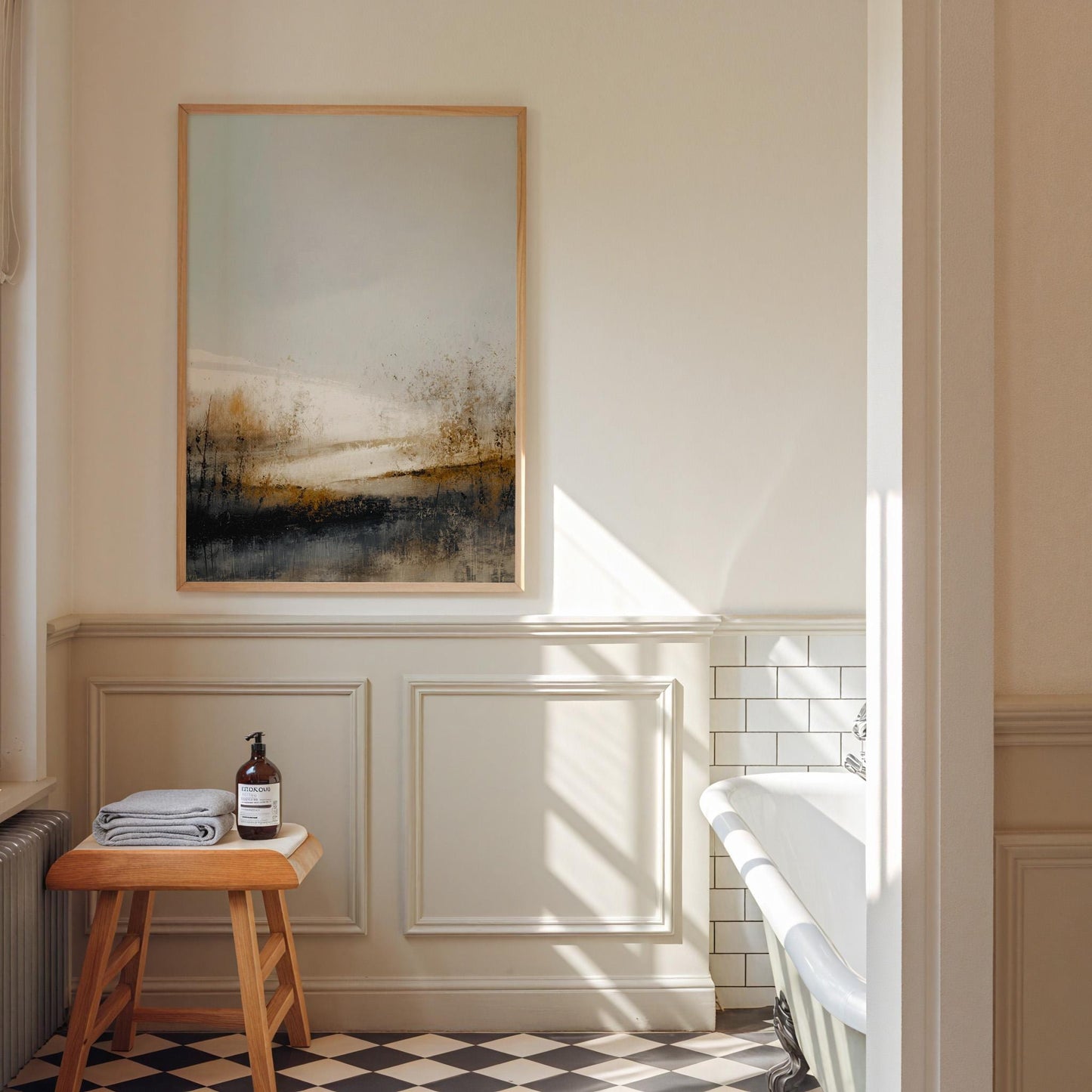 Abstract Landscape Print Atmospheric Lake Scene Modern Earth Tone Art Minimalist Nature Wall Decor