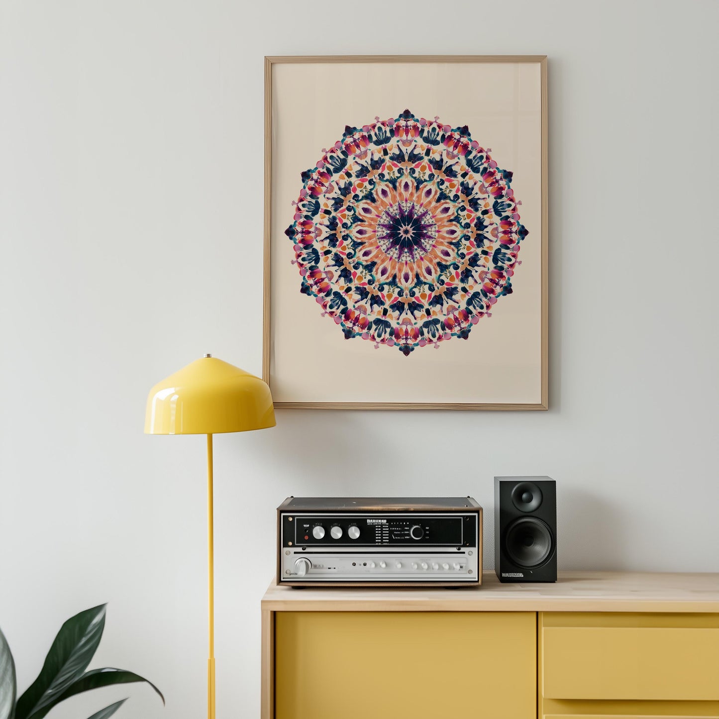 Vibrant Kaleidoscope Mandala Art Print: Symmetrical Geometric Pattern for Meditation and Home Decor