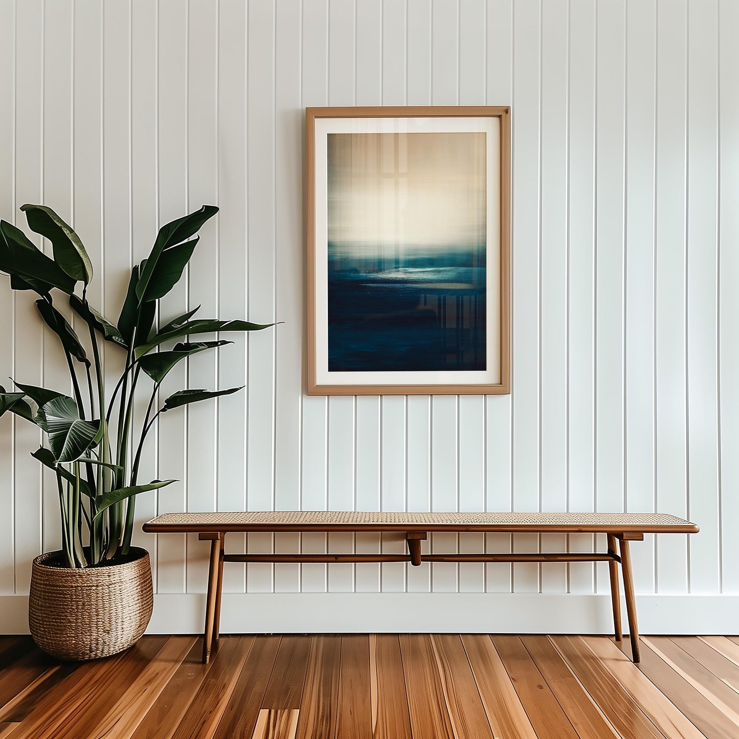 Abstract Seascape Print Ocean Horizon Art Modern Coastal Painting Teal Blue Wall Decor Contemporary Beach