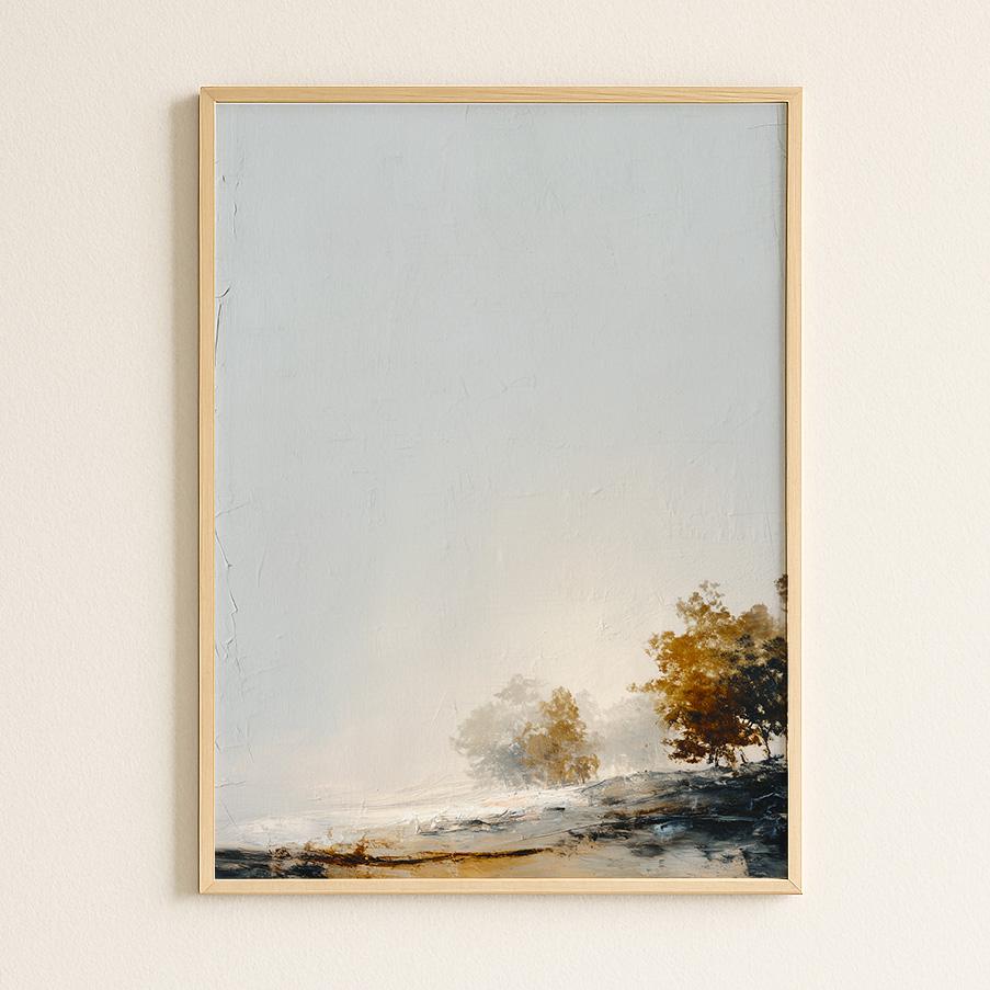 Minimalist Hillside Print Negative Space Autumn Trees Modern Landscape Art Scandinavian Nature Wall Decor